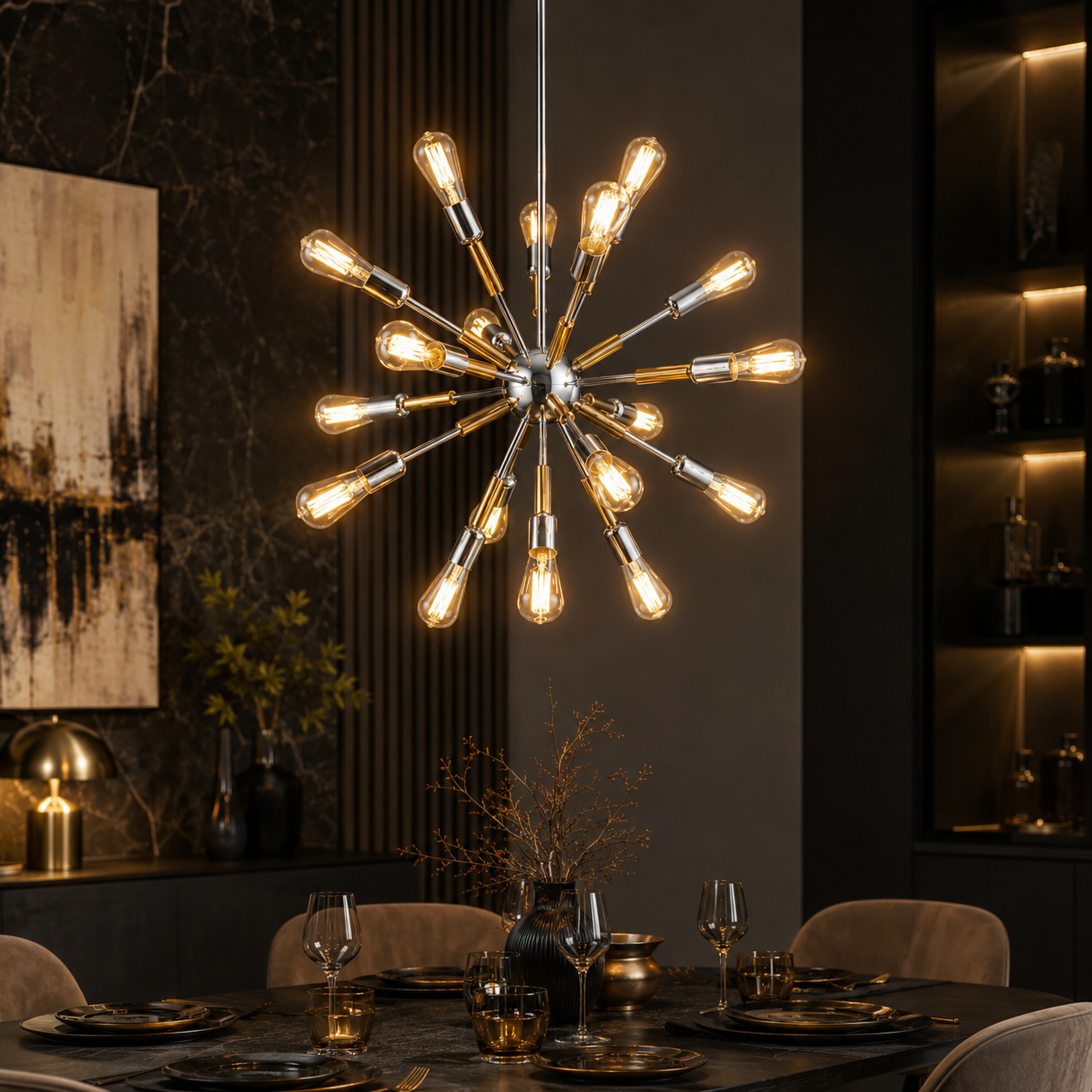 Lustra COMET Unique 18xE27 Crom&Gold