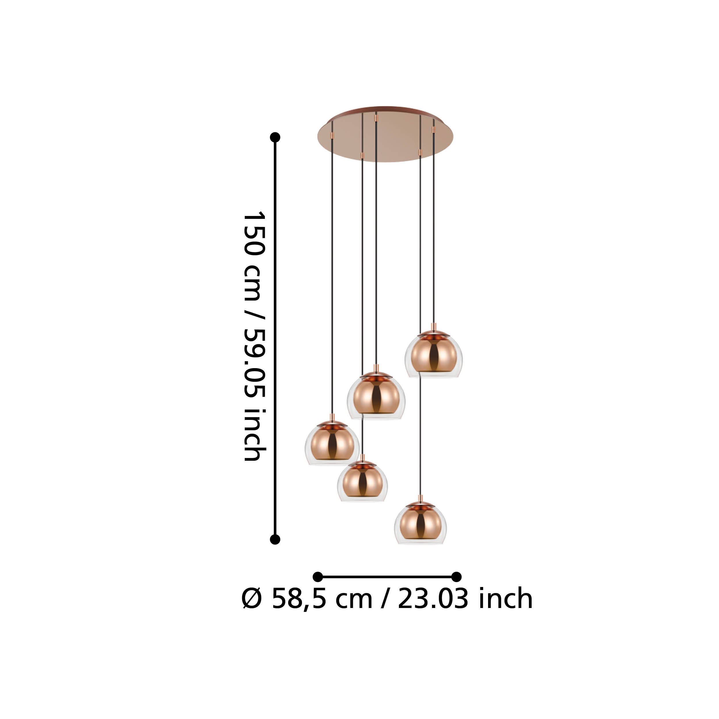 Lustra Suspendata ROCAMAR 1 Gold 150CM