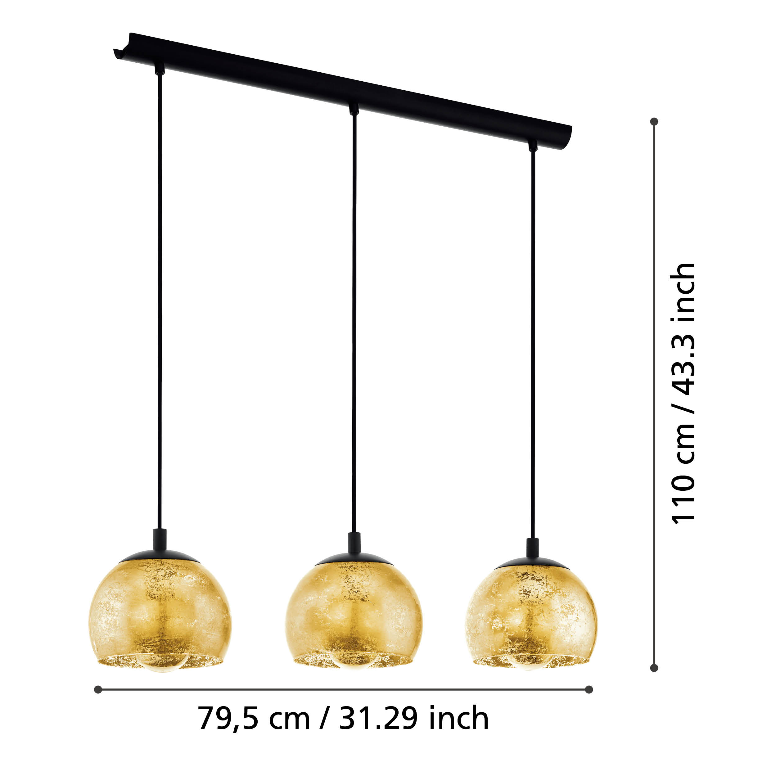 Lustra Suspendata Albaraccin Black & Gold 3xE27