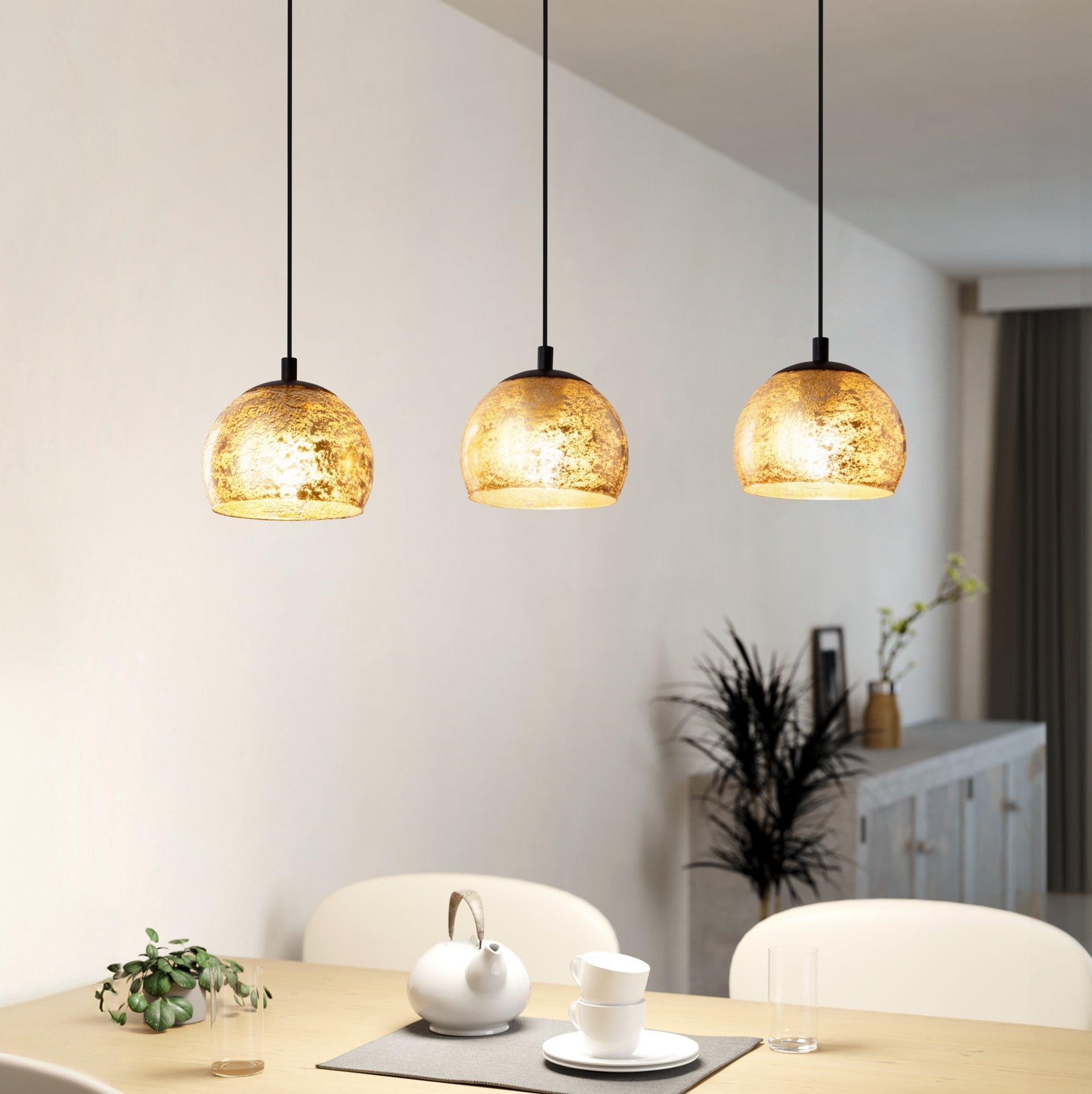 Lustra Suspendata Albaraccin Black & Gold 3xE27
