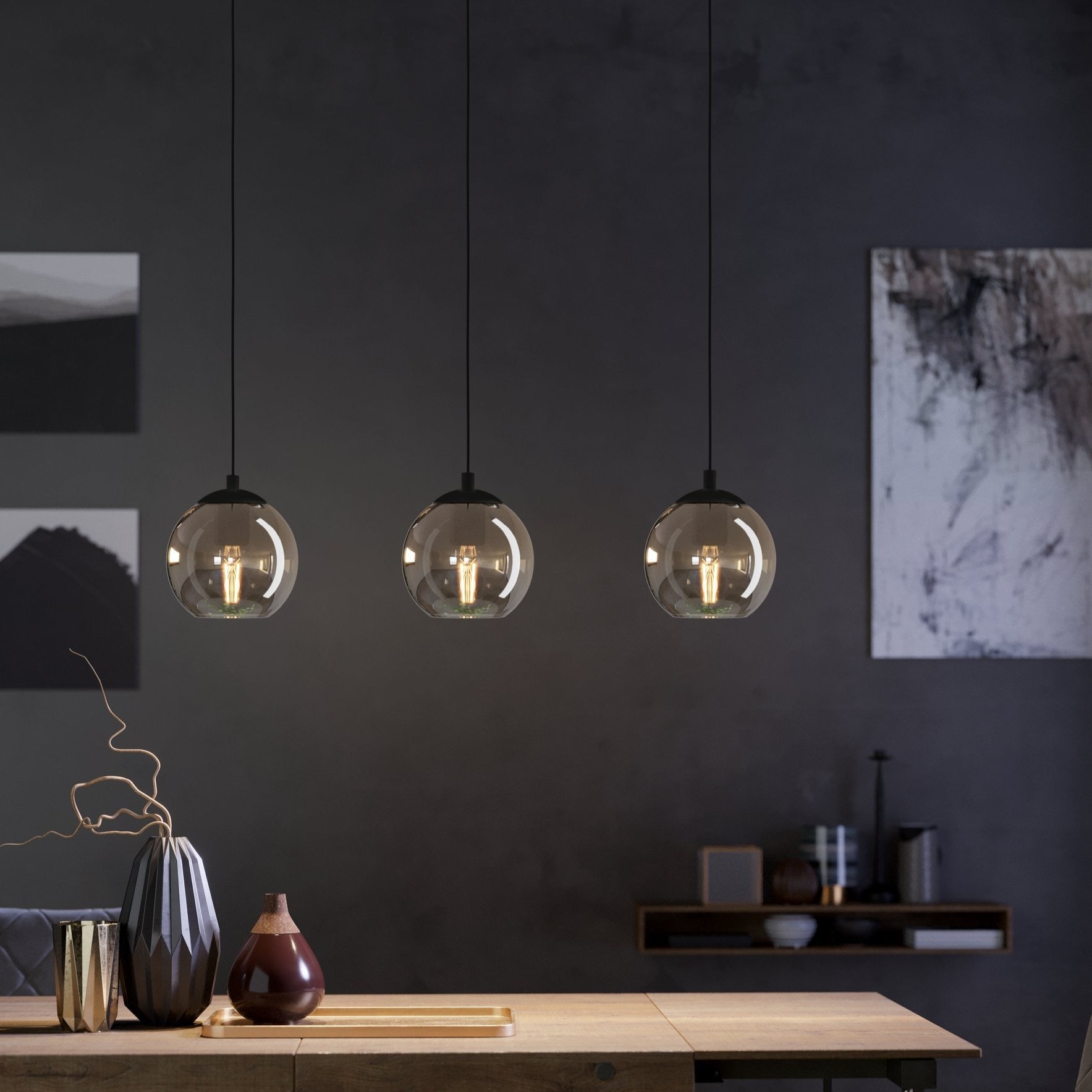 Lustra Suspendata ARISCANI 3xE27 Black 76.5CM