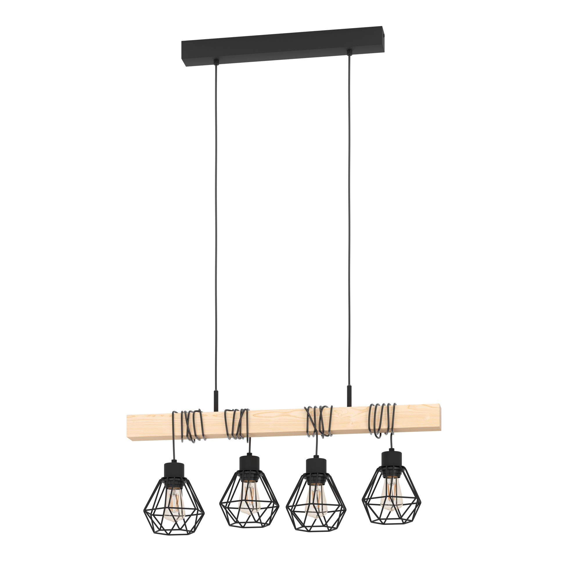 Lustra Suspendata TOWNSHEND Black & Wood Eglo Chandeliers