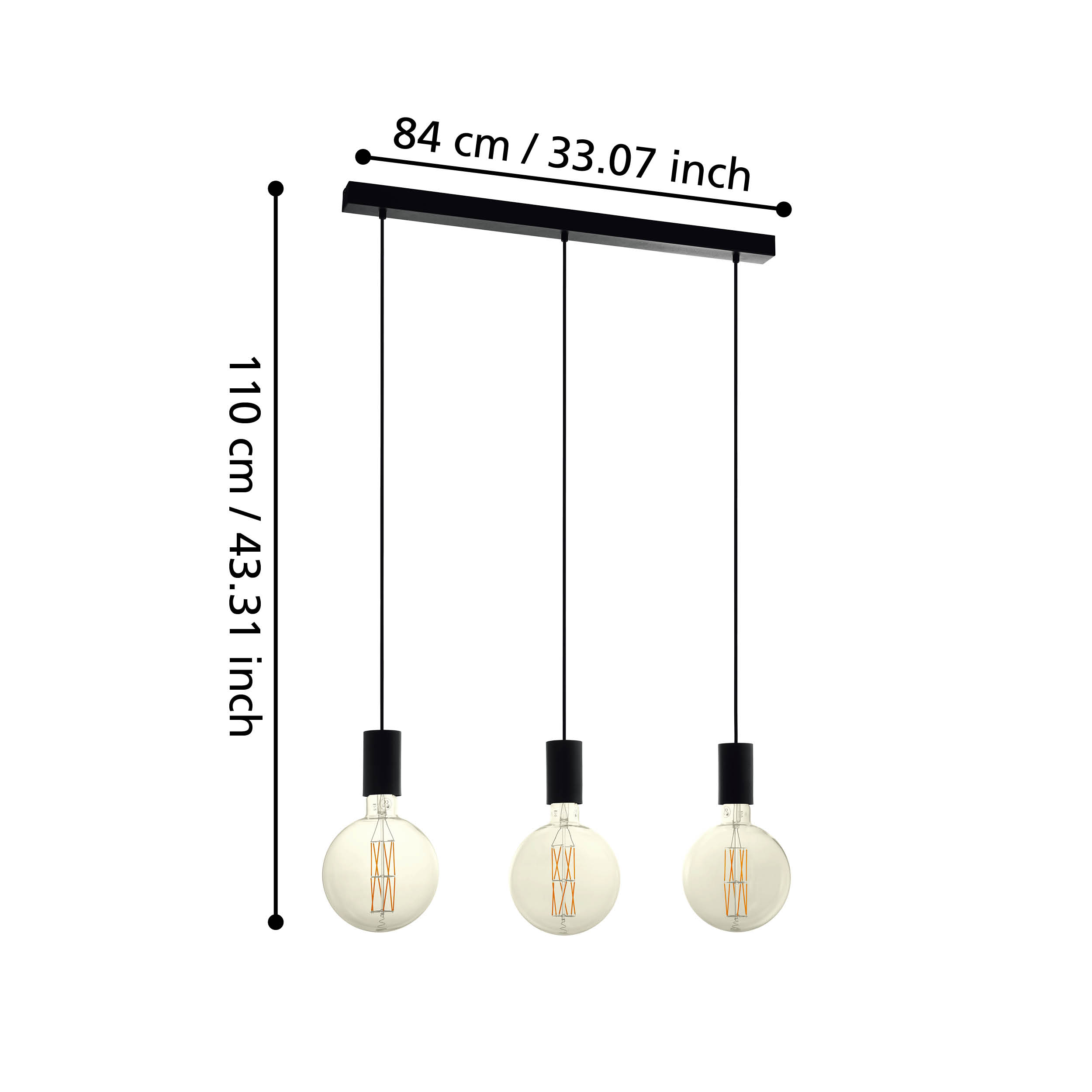 Lustra Suspendata Pozueta Black 3xE27 Eglo Resigilat R2