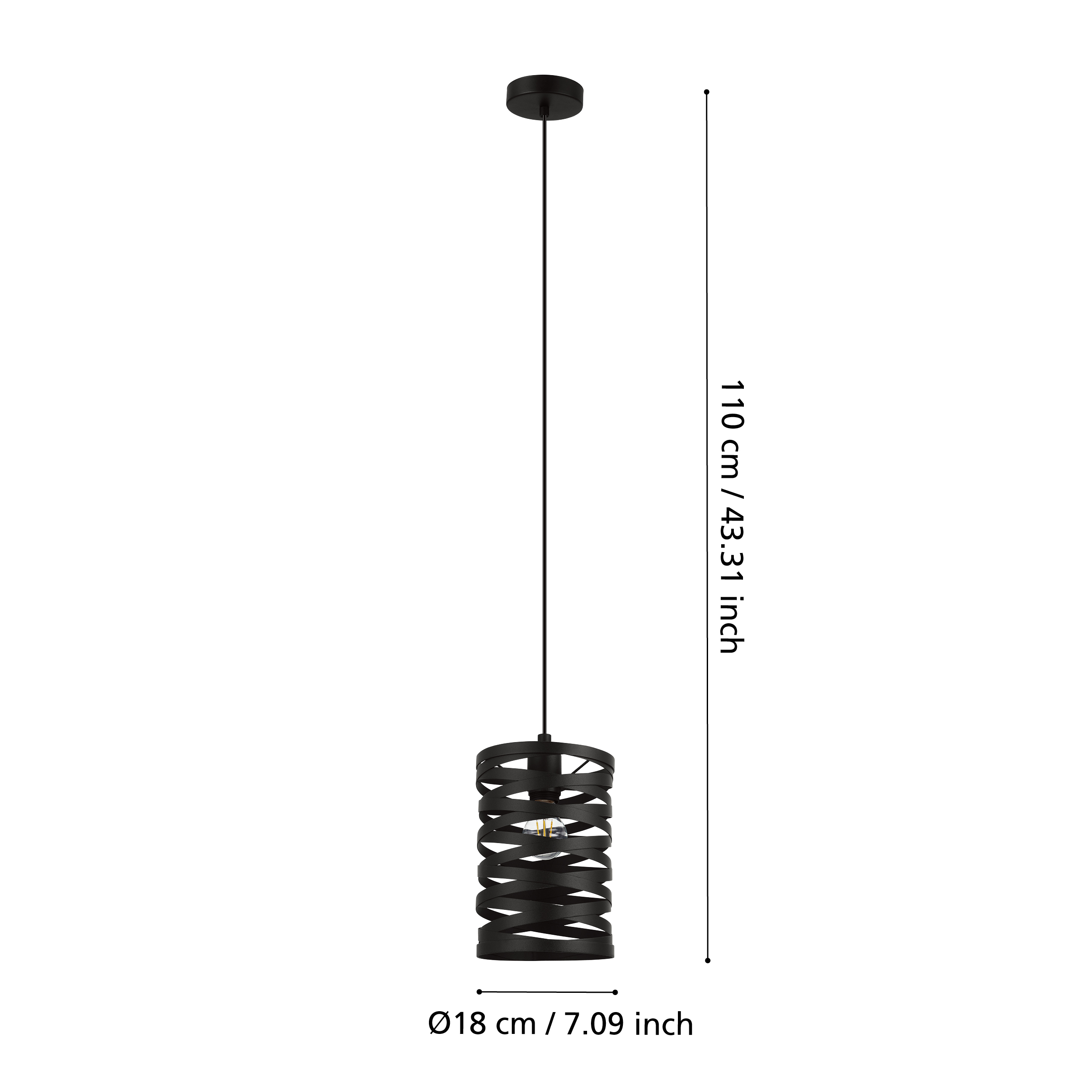Pendul Cremella Black 1xE27 Eglo Ø18CM