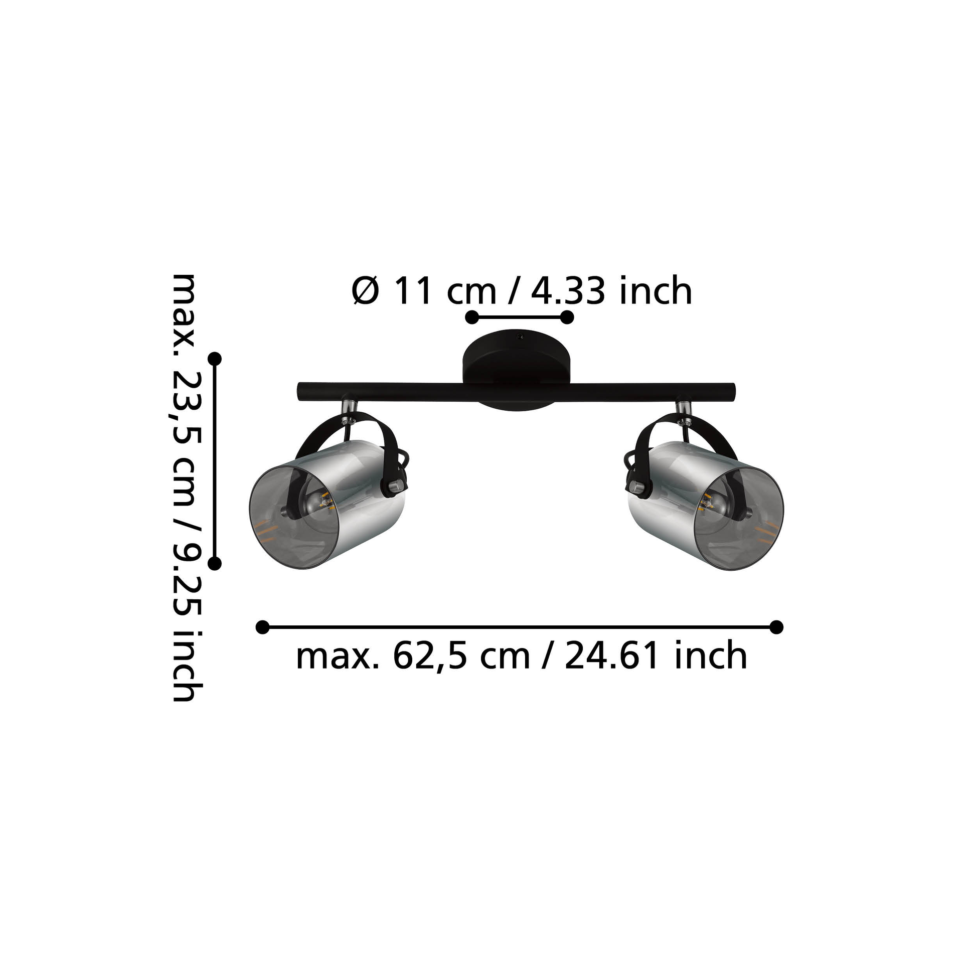 Lustra Cu 2 Spoturi Reglabile Black BERREGAS 44CM