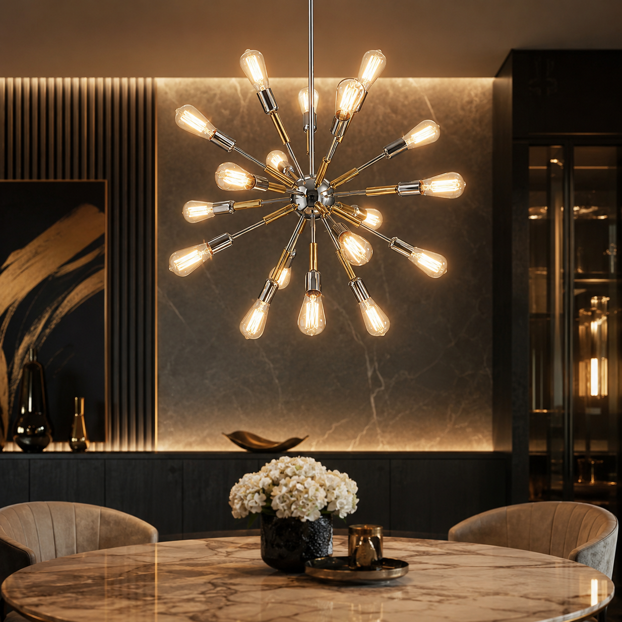 Lustra COMET Unique 18xE27 Crom&Gold
