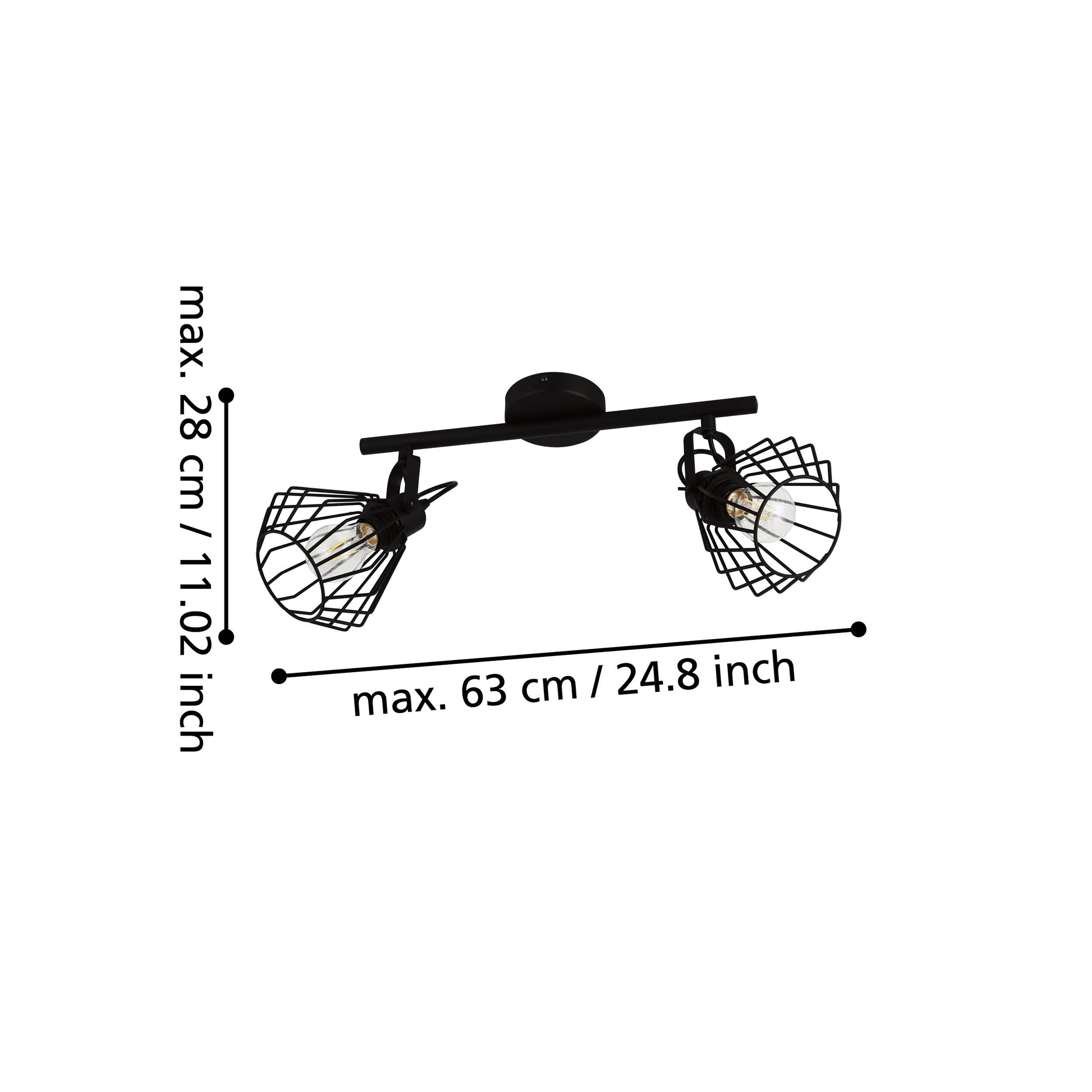 Lustra cu 2 Spoturi Reglabile TABILLANO Black Eglo