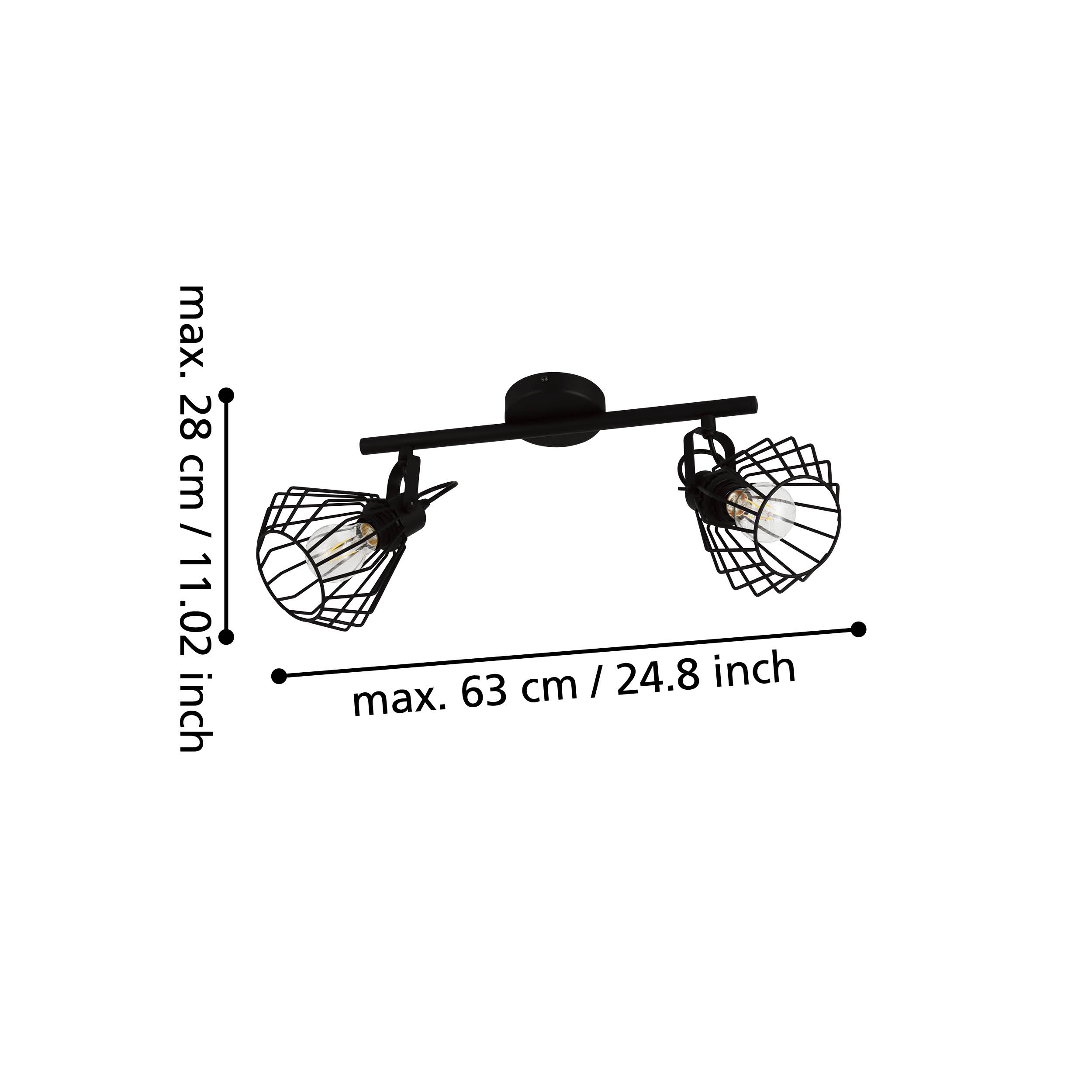 Lustra cu 2 Spoturi Reglabile TABILLANO Black Eglo