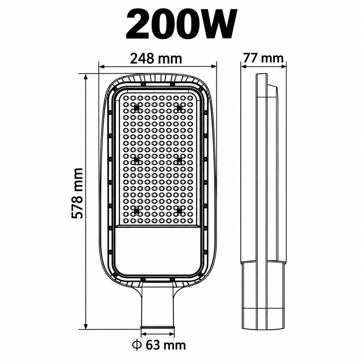 Lampa LED Iluminat Stradal Texas Anthracite 200W | 24000lm | 6400K | IP65