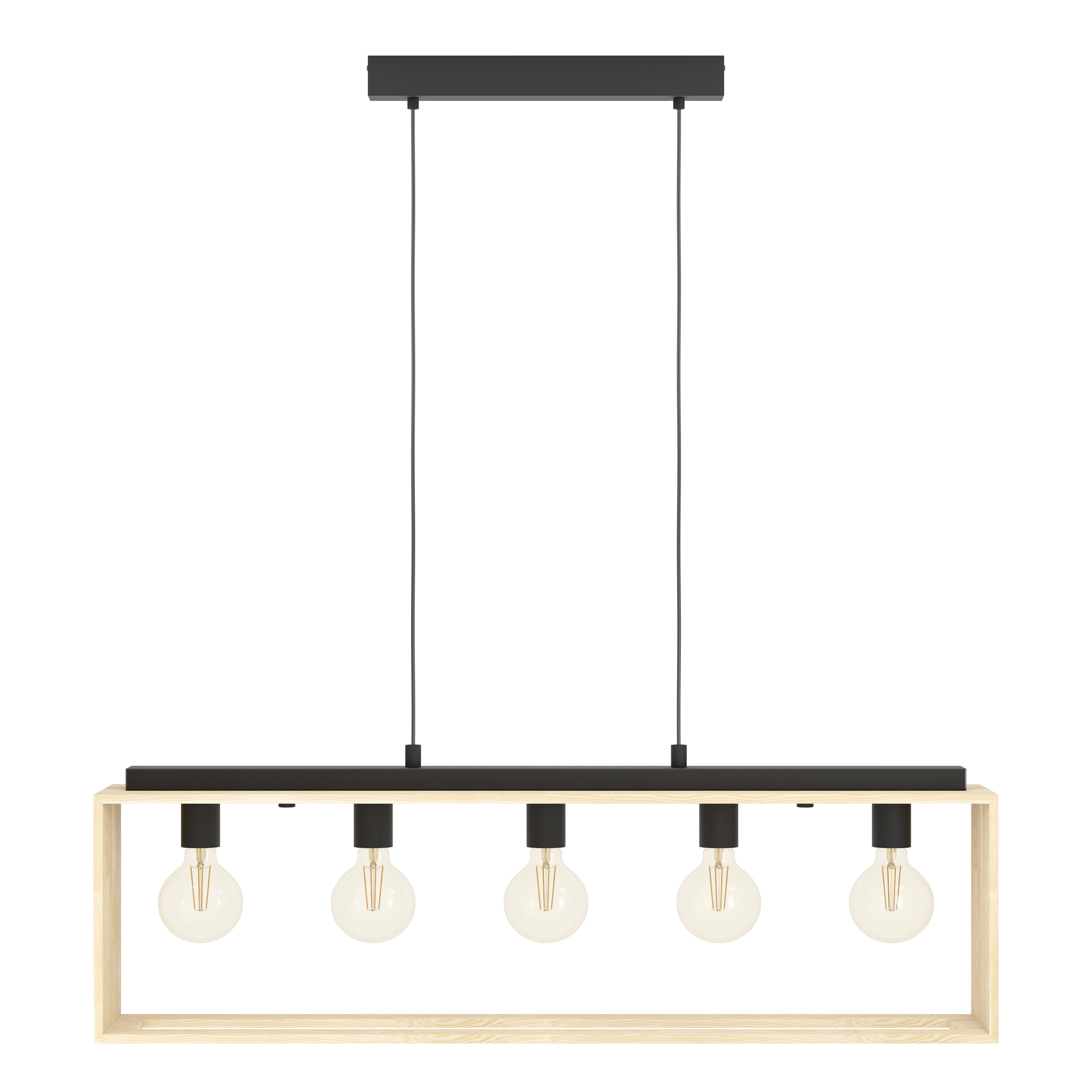 Lustra Suspendata FAMBOROUGH Black & Wood 100x16CM