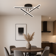 Lustra LED Tenzo Neagra 3 Linii Echivalent 400W Telecomanda