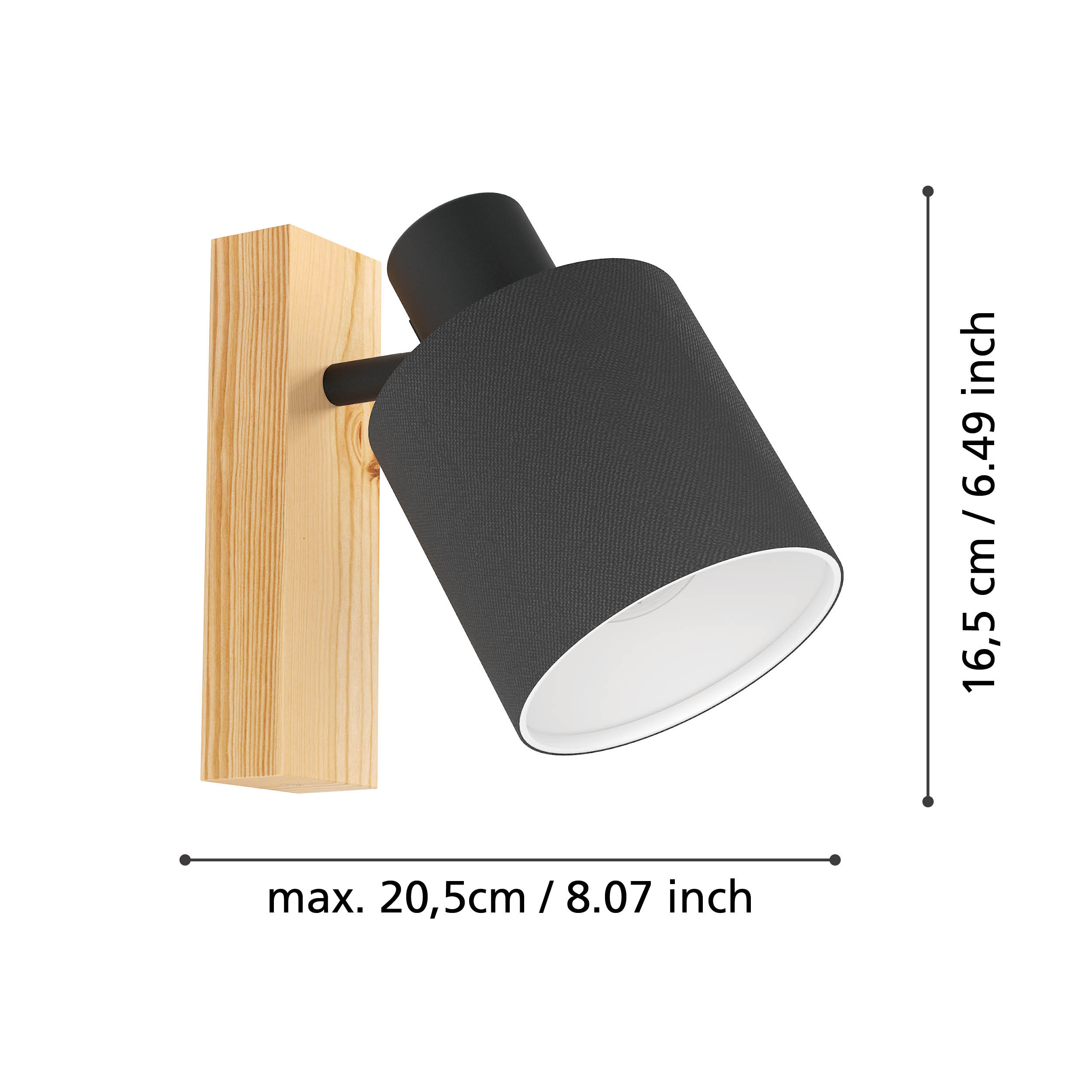 Aplica BATALLAS Black & Wood 17CM EGLO