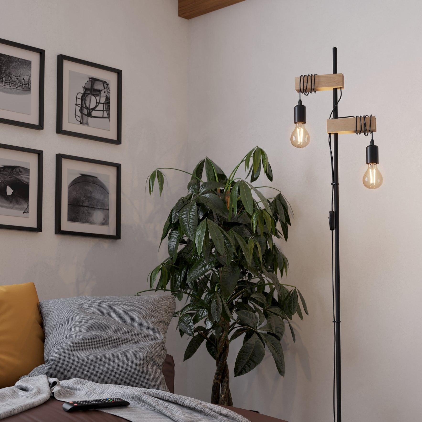 Lampadar TOWNSHEND Black & Brown 167CM Eglo