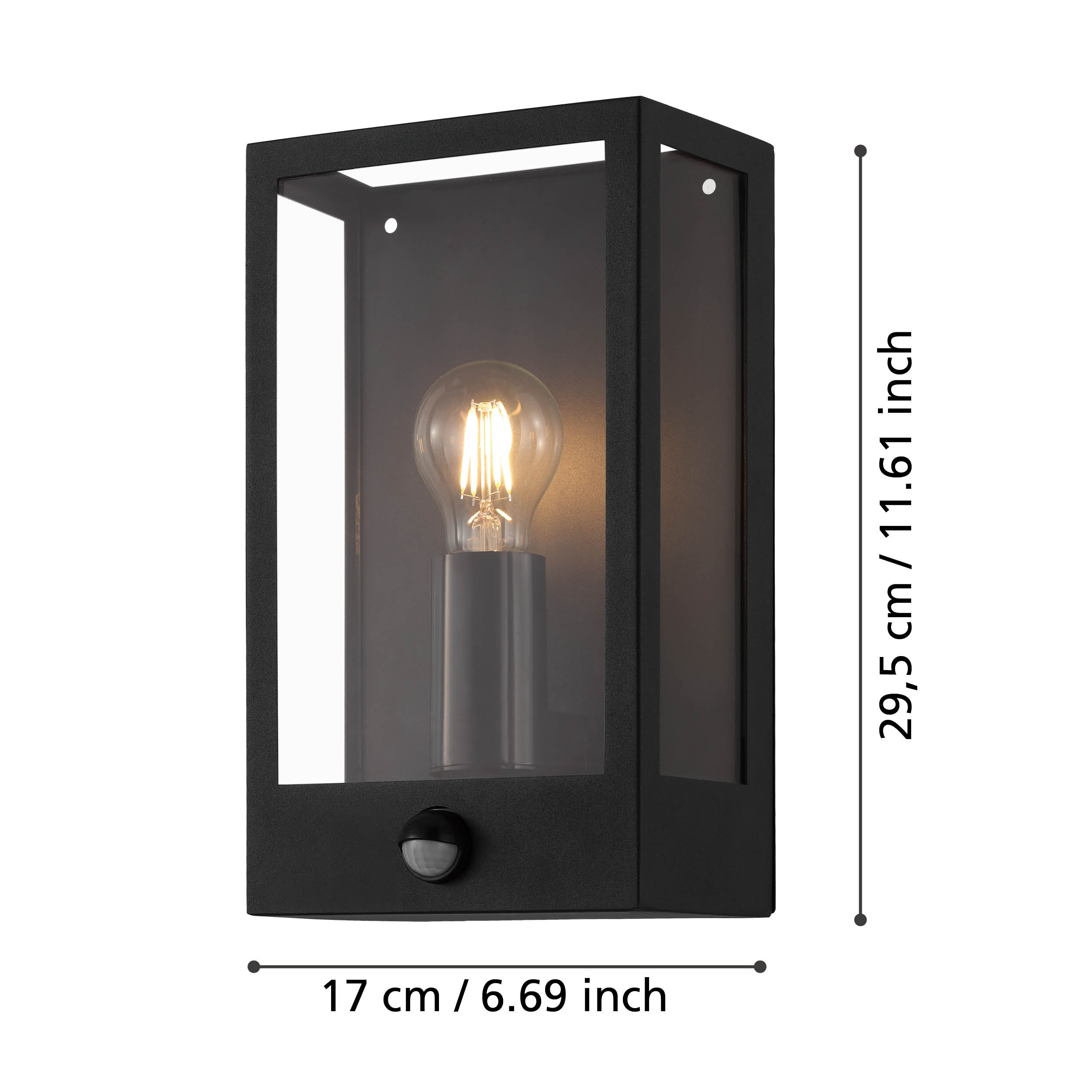 Aplica Exterior cu Senzor Alamonte Black IP44 Eglo 1xE27