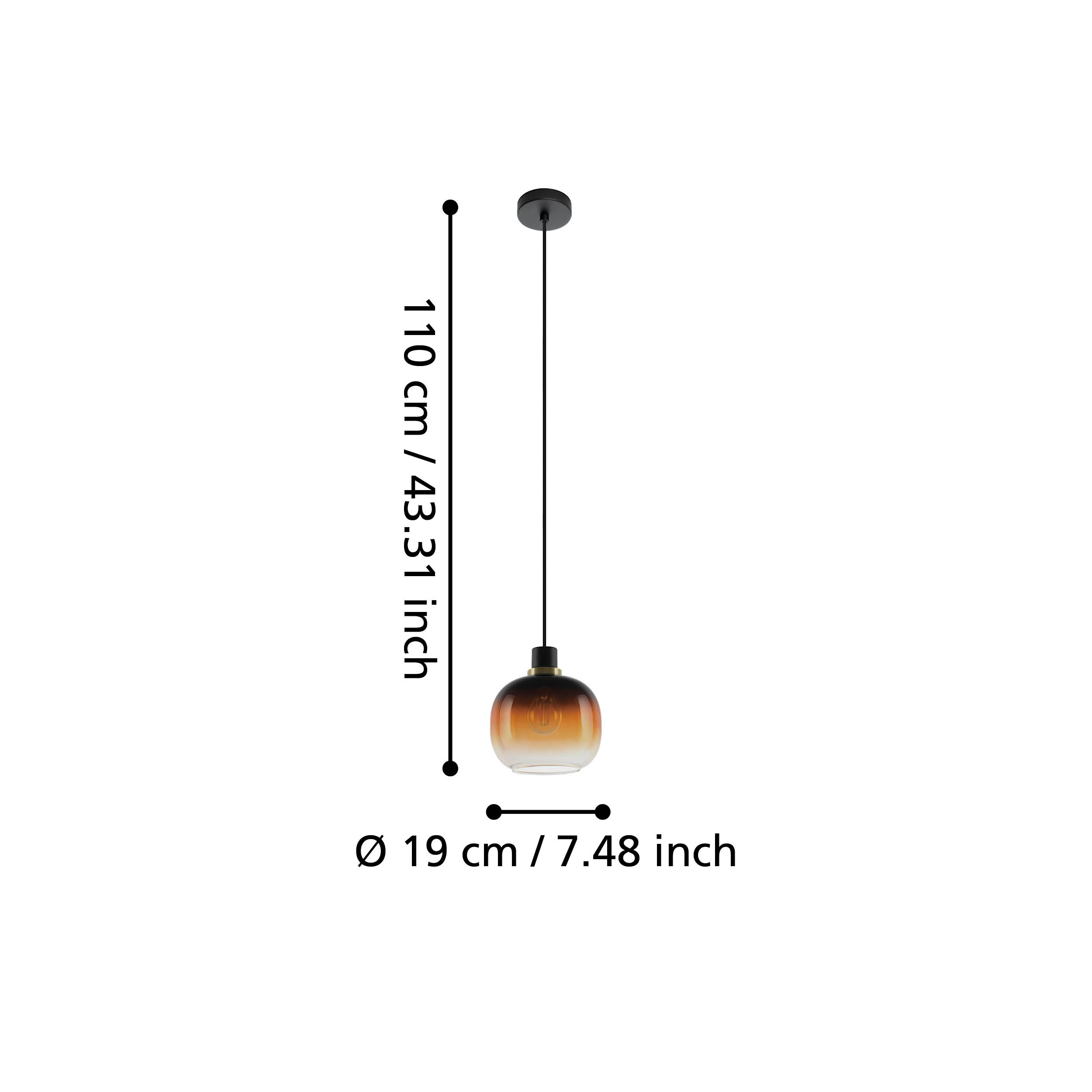 Pendul OILELLA Black 1xE27 Eglo Ø19CM