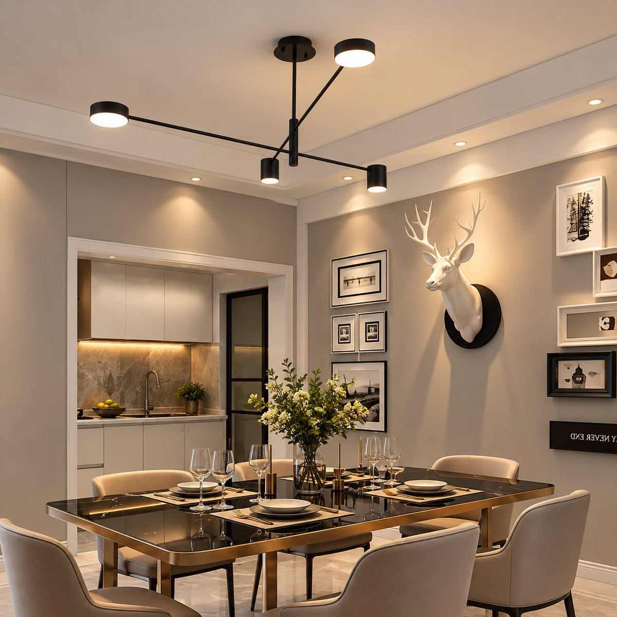 Lustra LED Gyzo Black Echivalent 150W Telecomanda