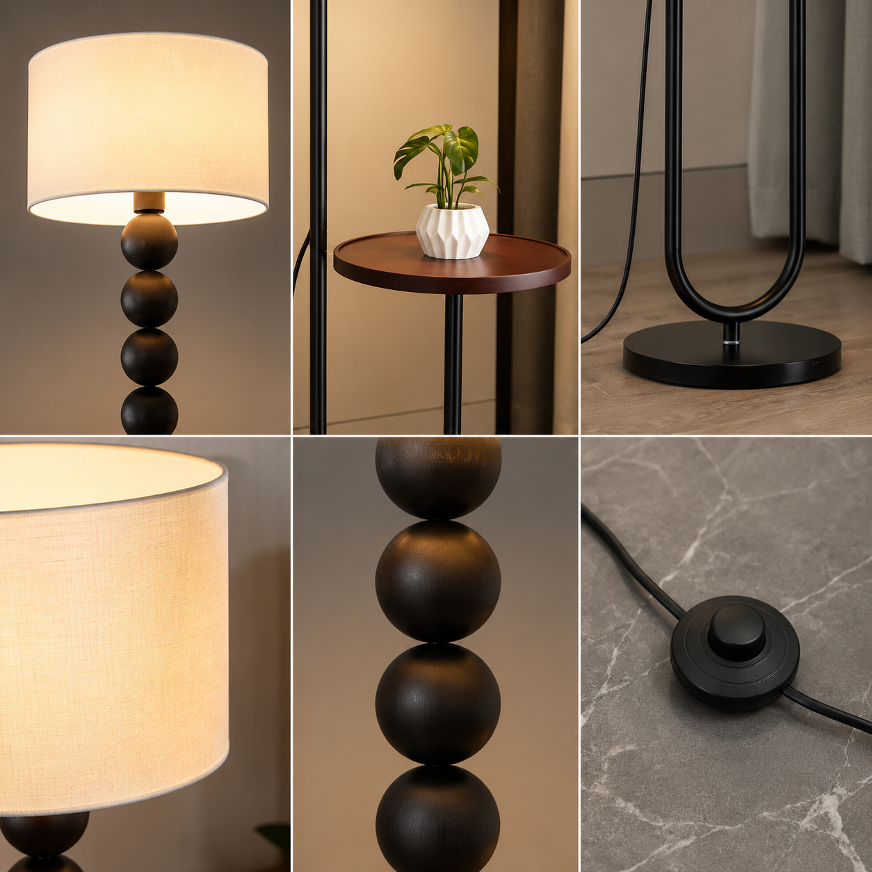 Lampadar BILBAO Black&White Cu Masuta 160CM