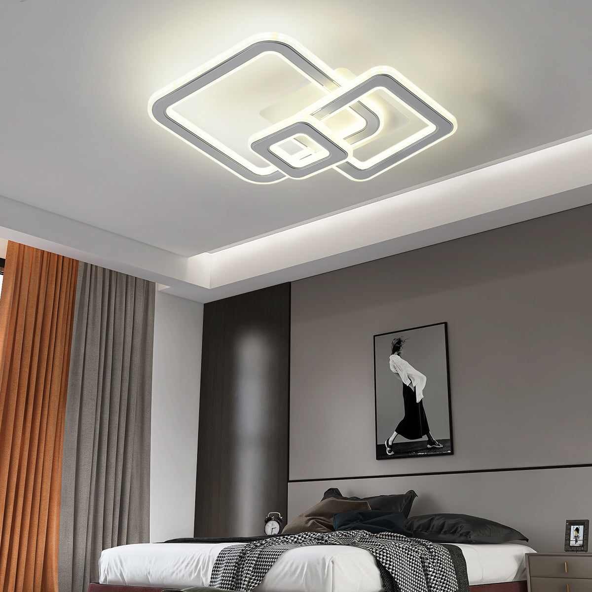 Lustra LED SQUARES Alb 3 Functii Echivalent 300W