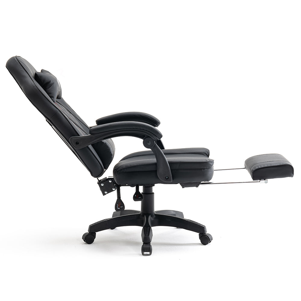 Scaun de Gaming Reglabil Professional WF-6028 Black cu Suport Picioare