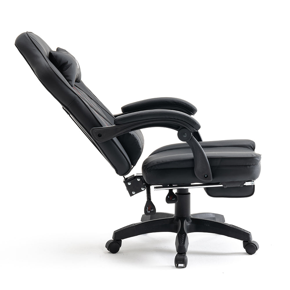Scaun de Gaming Reglabil Professional WF-6028 Black cu Suport Picioare
