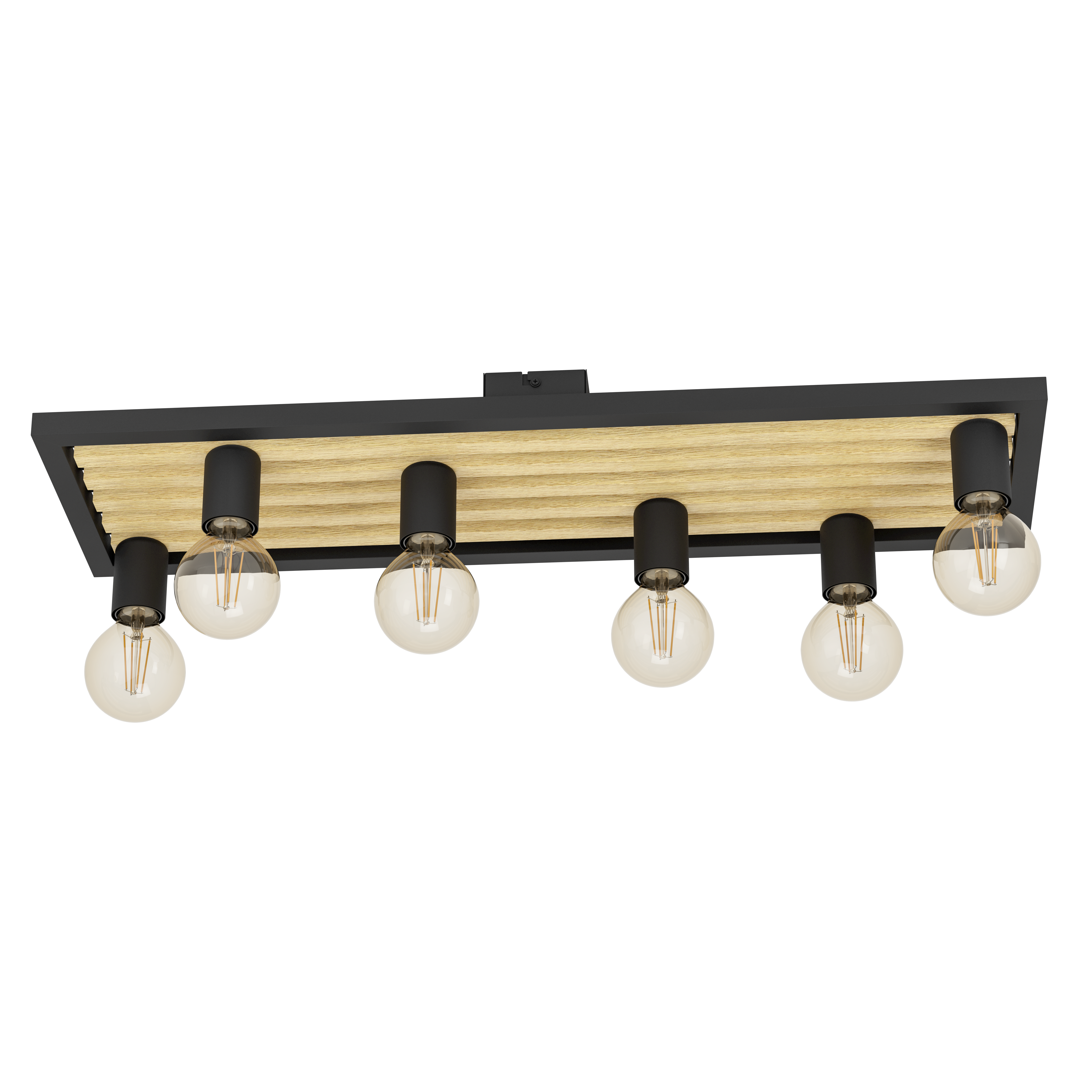 Lustra CONSETT Black & Wood 6xE27 Eglo
