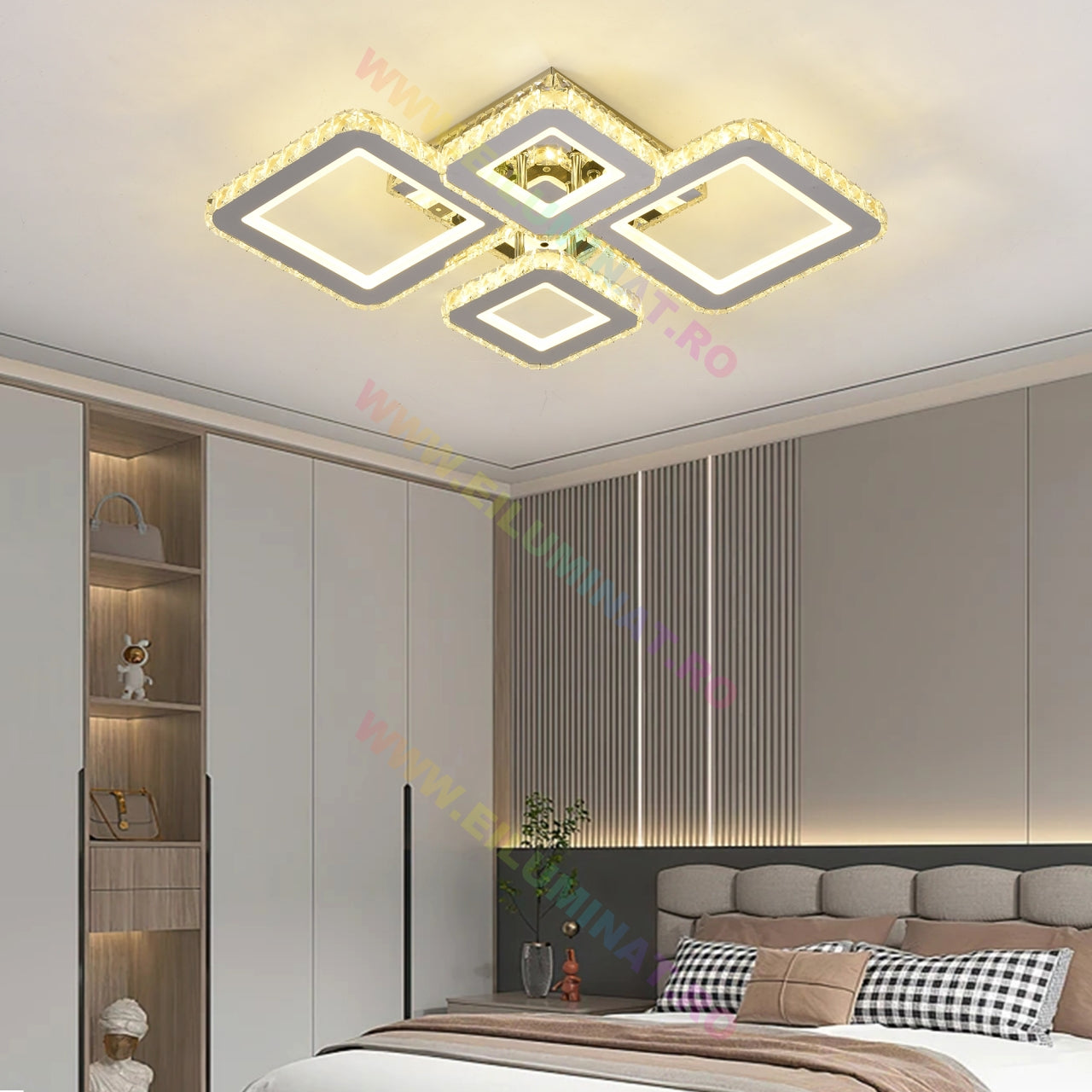 Lustra LED 2+2 DIAMOND RGB Chrome Cristal Echivalent 400W