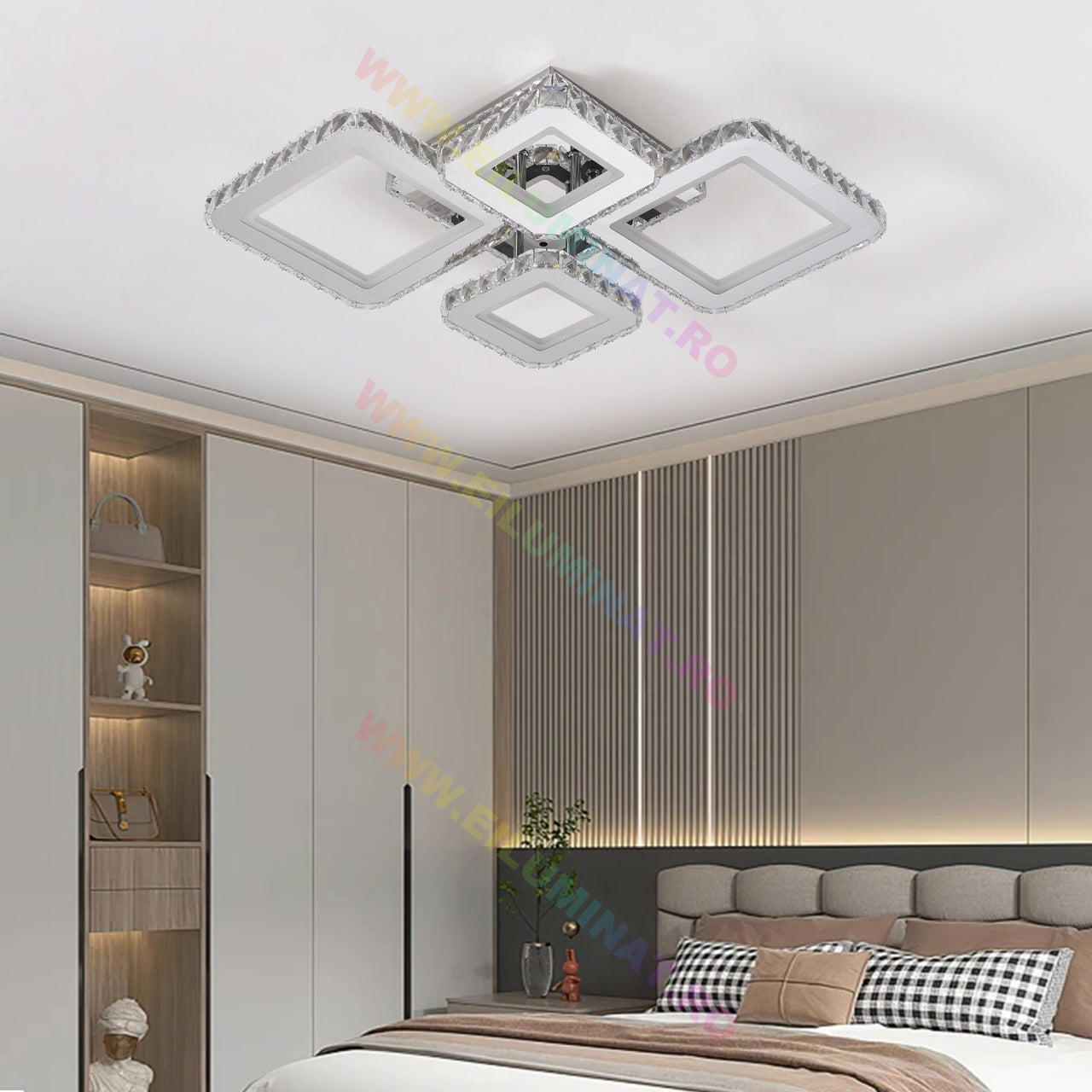 Lustra LED 2+2 DIAMOND RGB Chrome Cristal Echivalent 400W