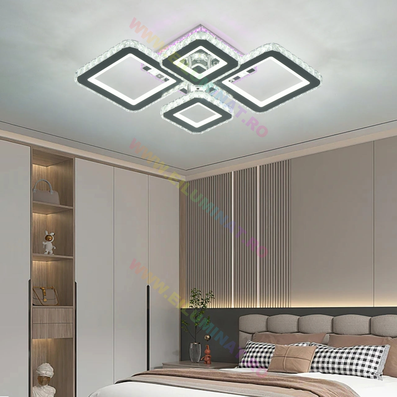 Lustra LED 2+2 DIAMOND RGB Chrome Cristal Echivalent 400W