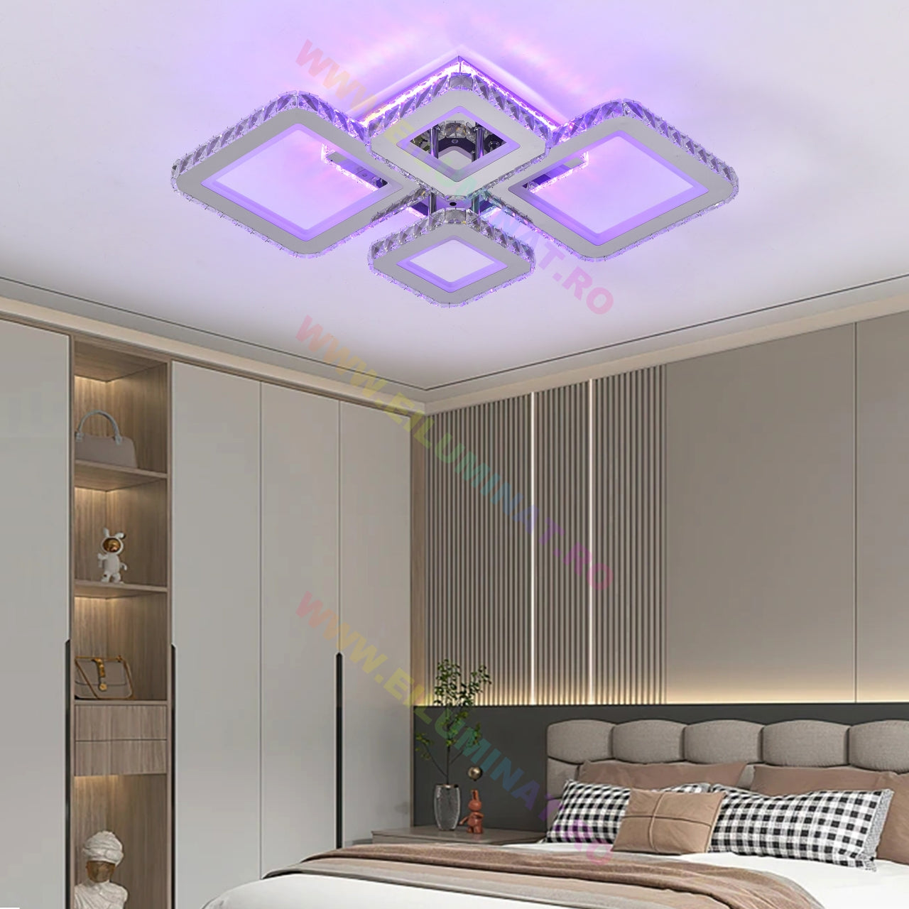 Lustra LED 2+2 DIAMOND RGB Chrome Cristal Echivalent 400W