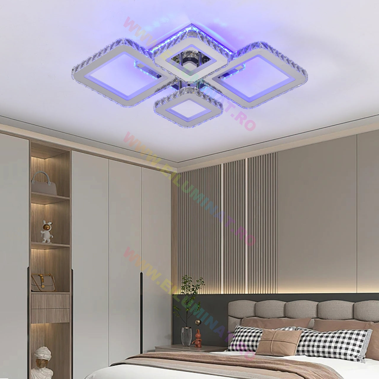 Lustra LED 2+2 DIAMOND RGB Chrome Cristal Echivalent 400W