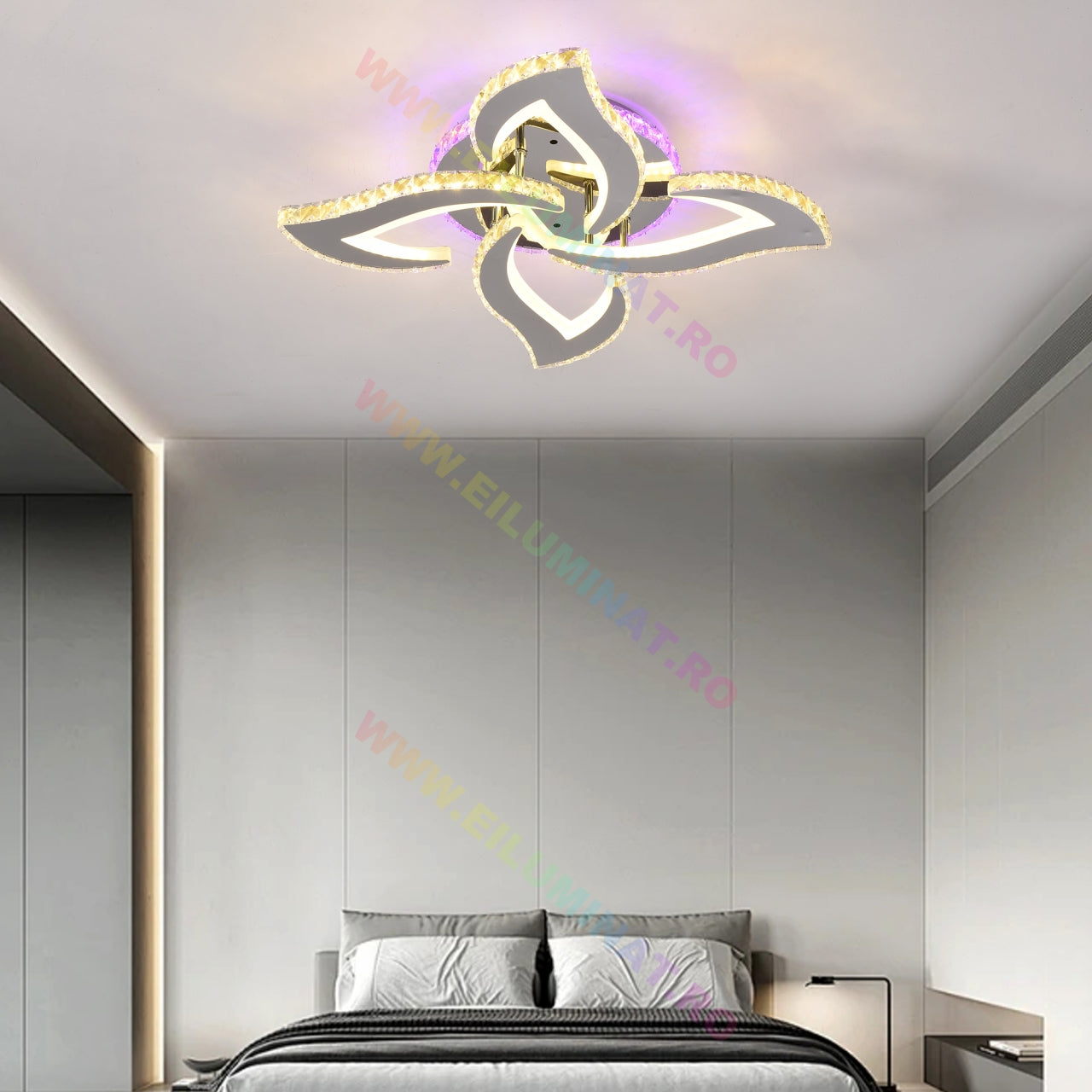 Lustra LED Mini Camelia Cristal RGB Telecomanda Echivalent 400W