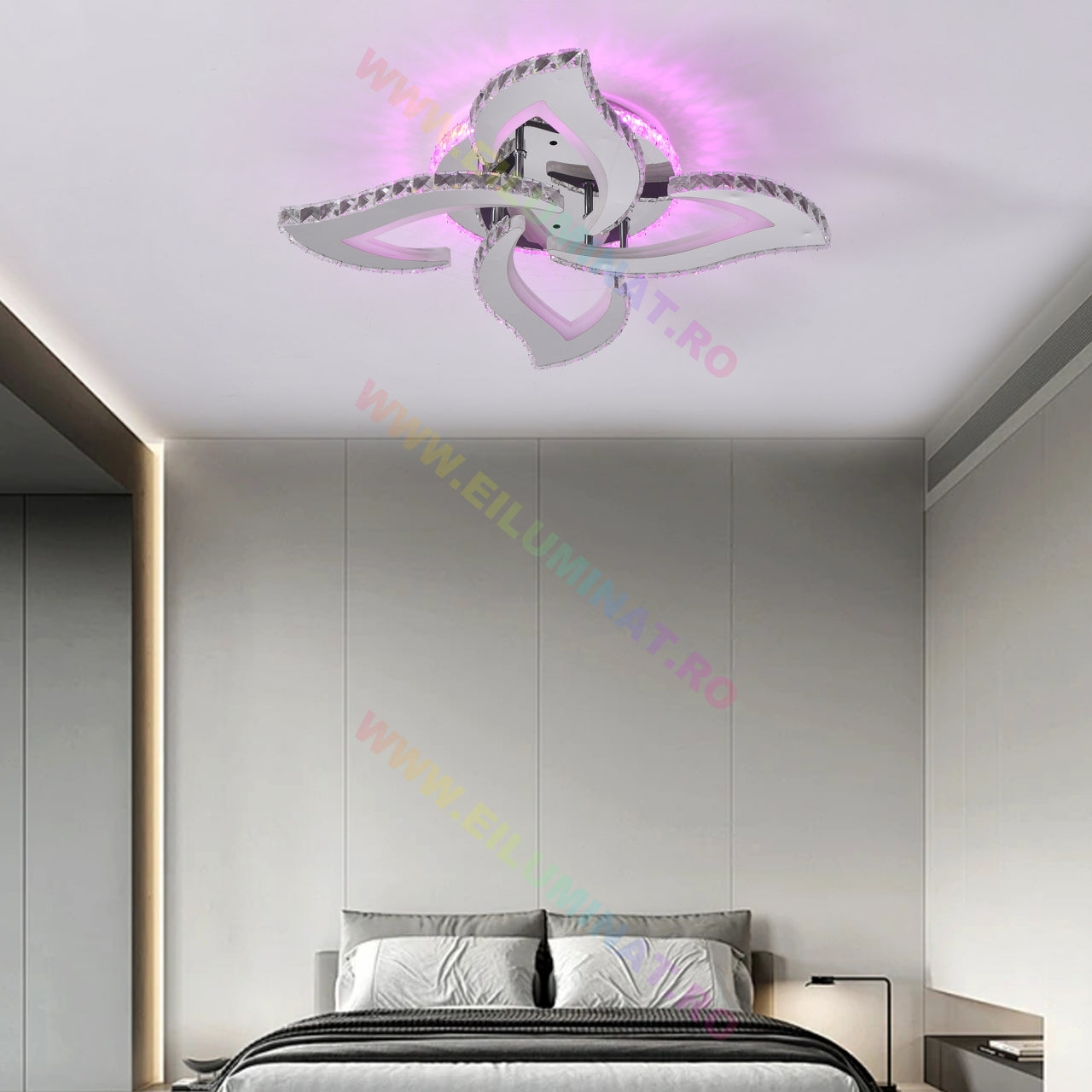 Lustra LED Mini Camelia Cristal RGB Telecomanda Echivalent 400W