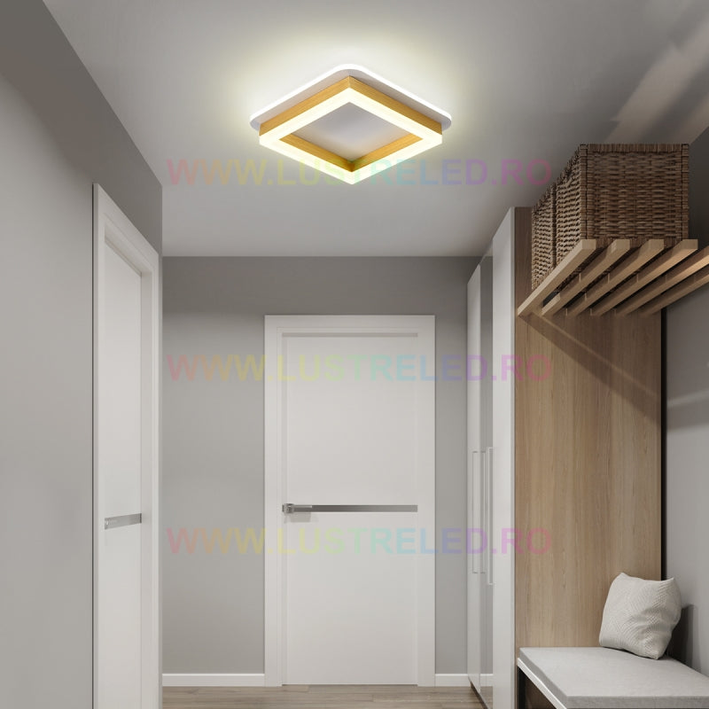 Lustra Led 64W Quadrata Gold Echivalent 200W Lighting Fixtures