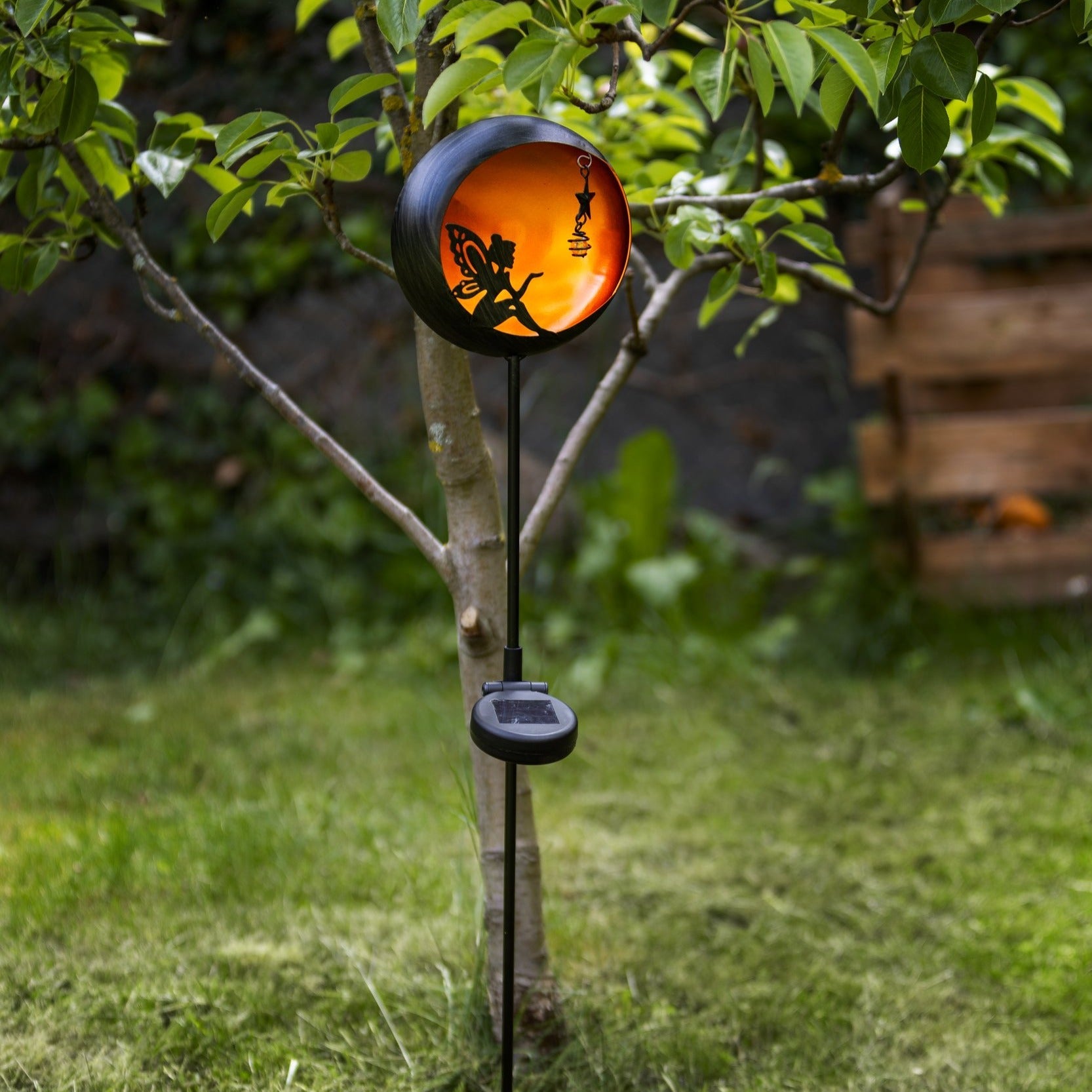Stalp de Gradina SOALR Black & Amber cu Incarcare Solara 76CM Premium