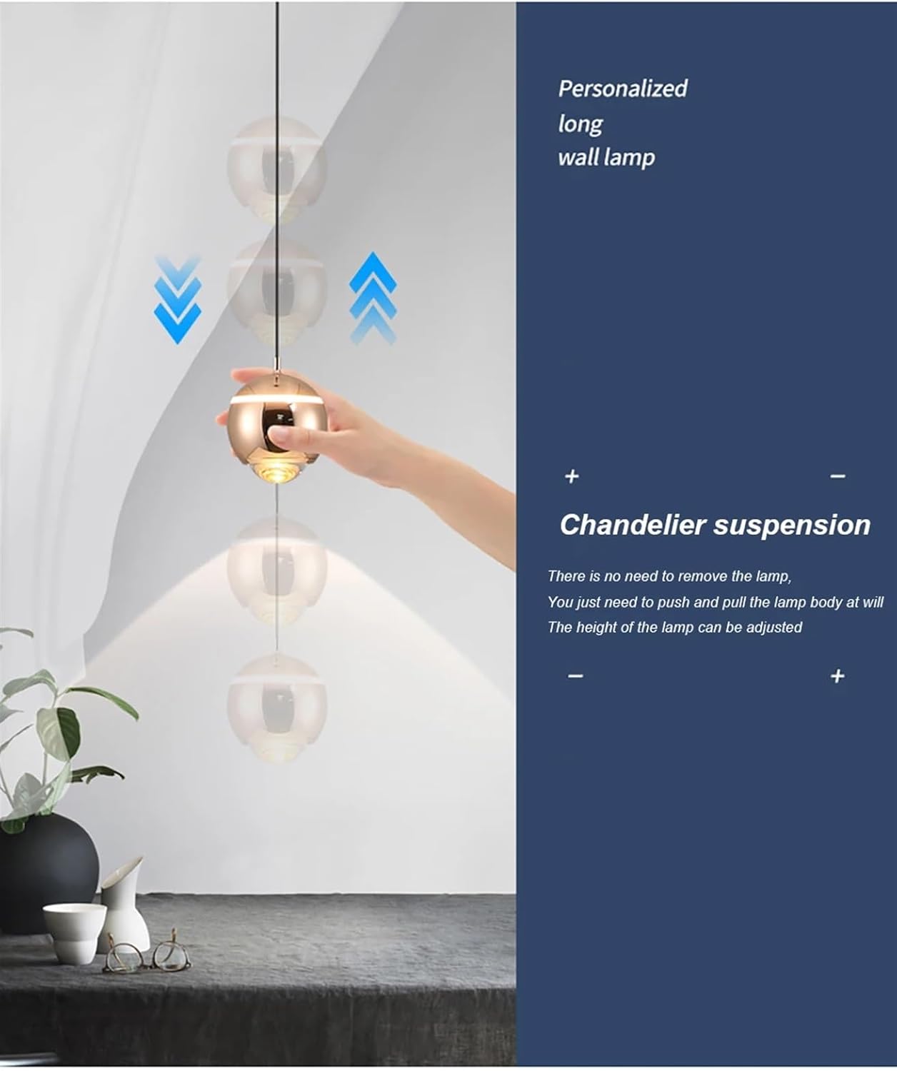 Pendul LED 12W R6 Copper Reglabil Pull UP/DOWN