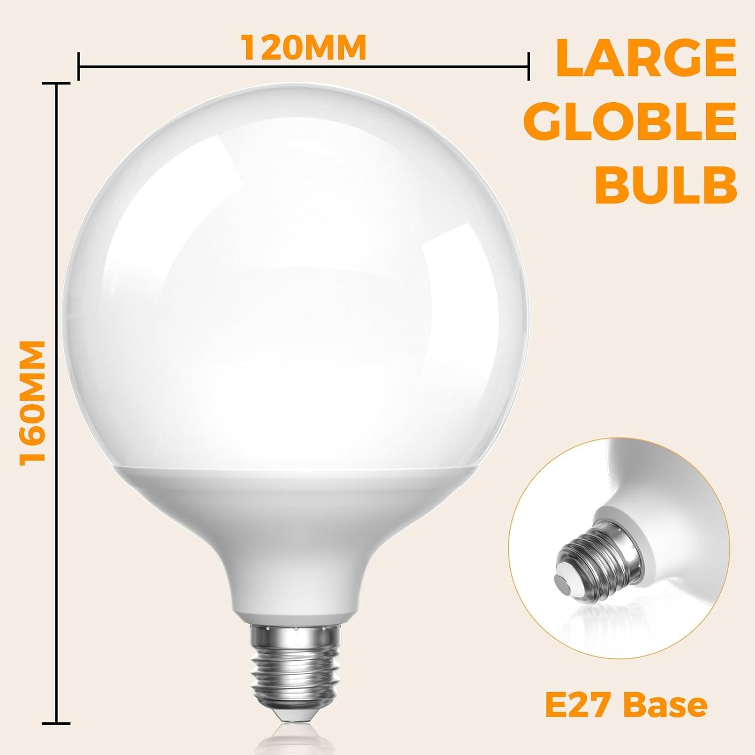 Bec LED E27 G120 18W, 1800lm, 6400K, Glob Mat Echivalent 200W
