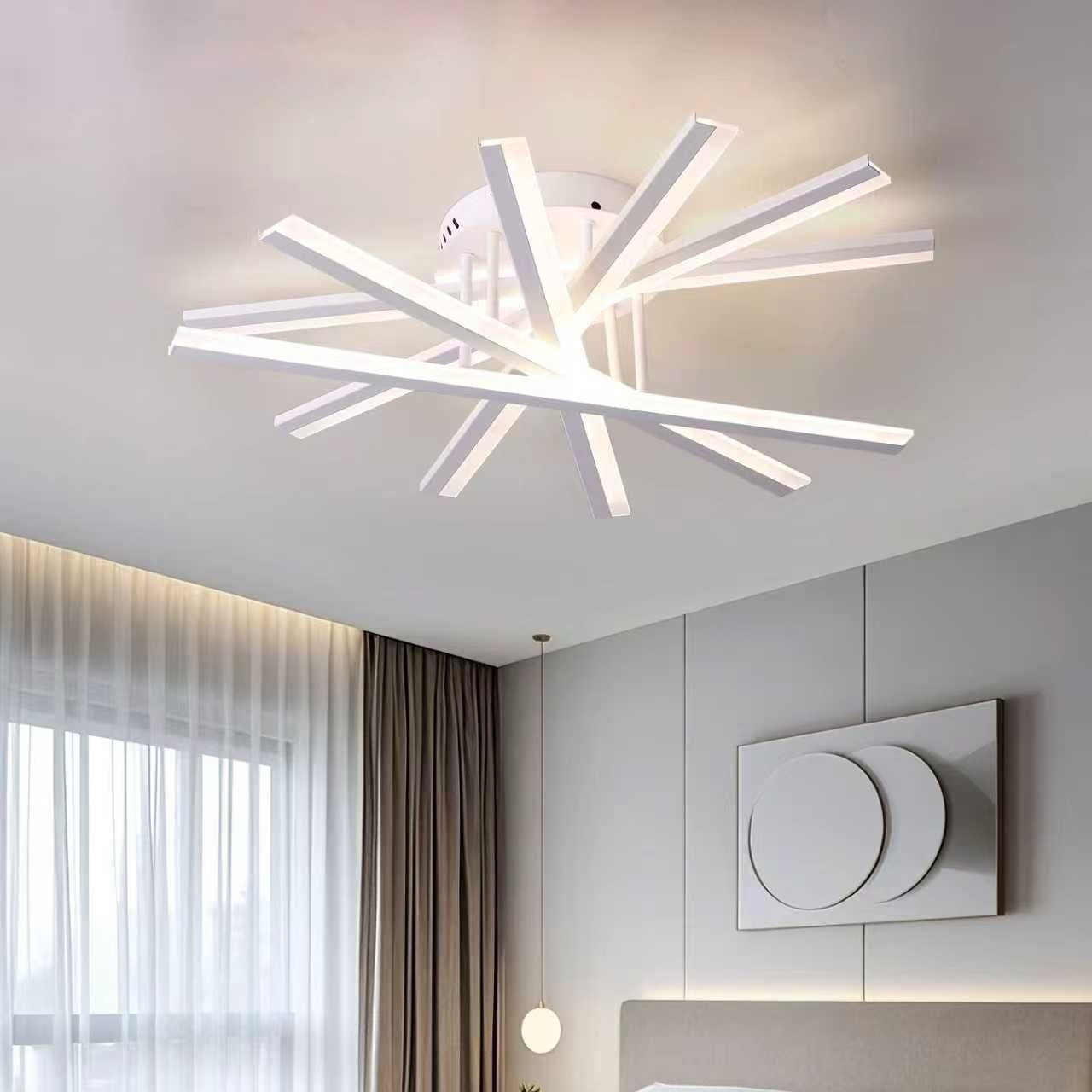 Lustra LED 6 CROSS LINNES Alb Echivalent 600W Telecomanda