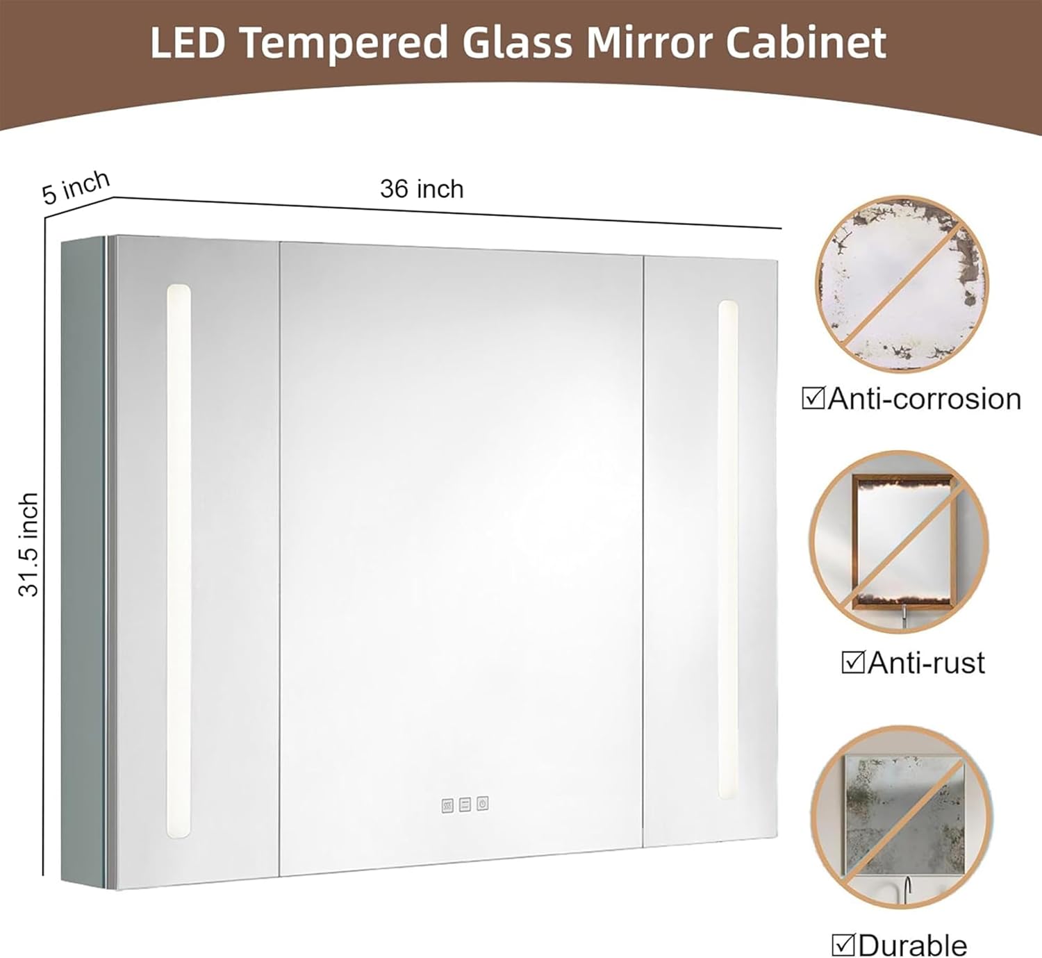 Dulap Baie Cu Oglinda LED Lyte Touch 100x70CM