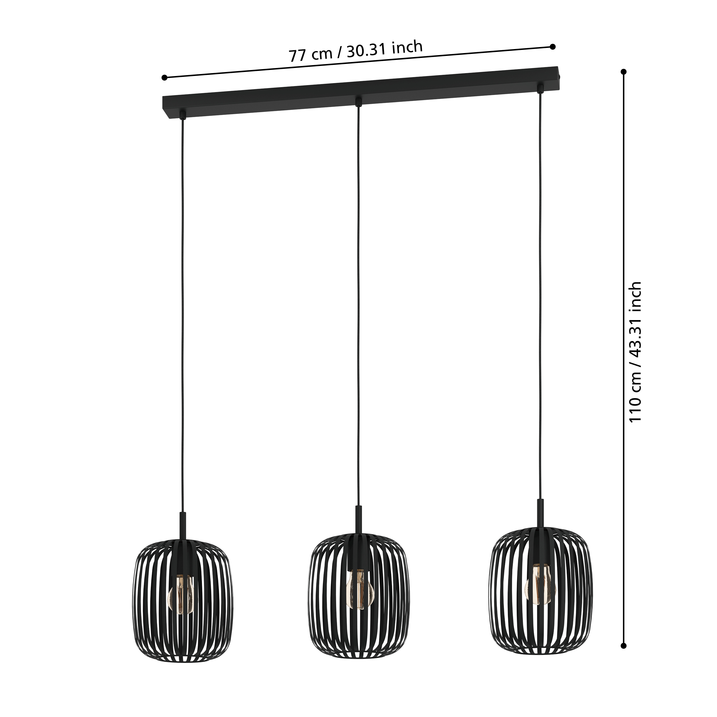 Lustra Suspendata Romazzina Black 3xE27