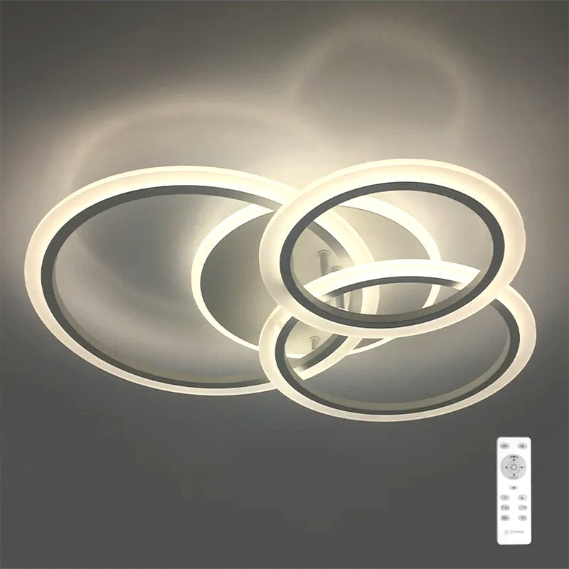 Lustra LED 3 WHITE RINGS Echivalent 500W Telecomanda