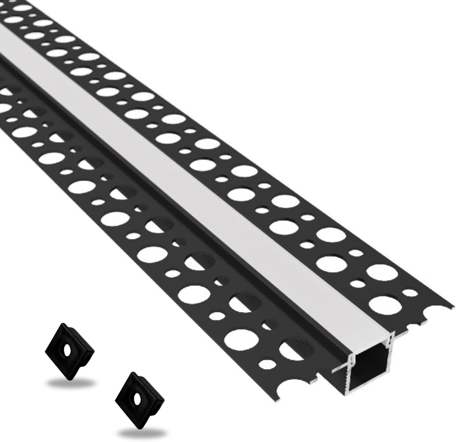 Profil Aluminiu Negru Incastrabil Sub Tencuiala 12.5mm, 2 Metri