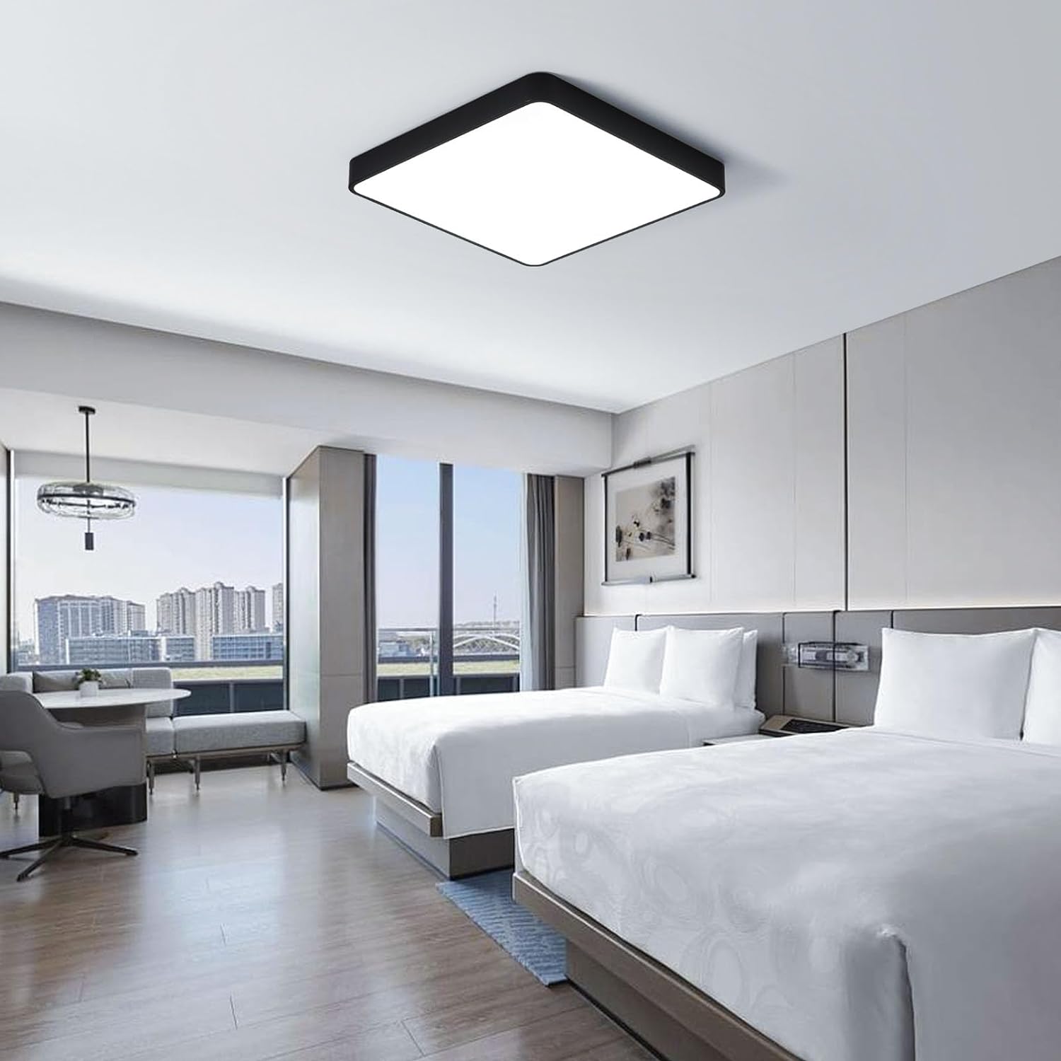 Plafoniera LED 40W ULTRA-THIN BLACK Patrata Echivalent 400W