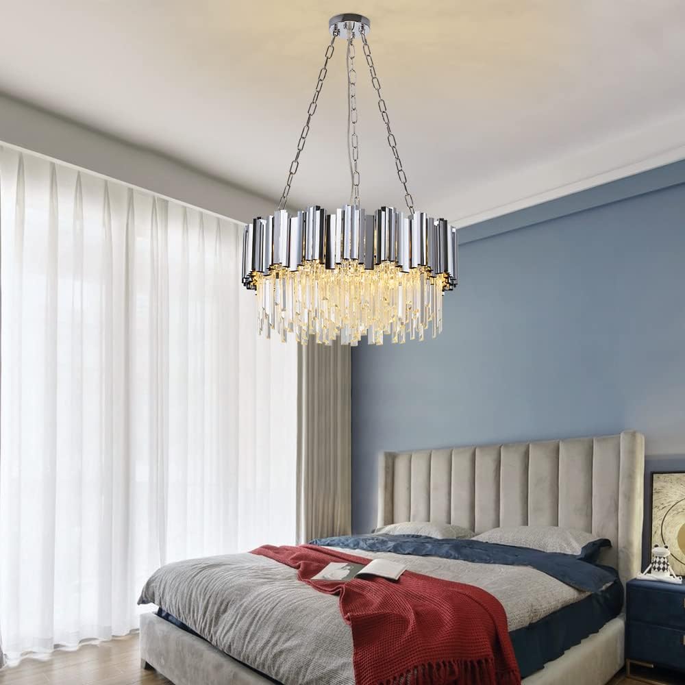 Candelabru Cristal GLORY SILVER 50CM Cu Lant