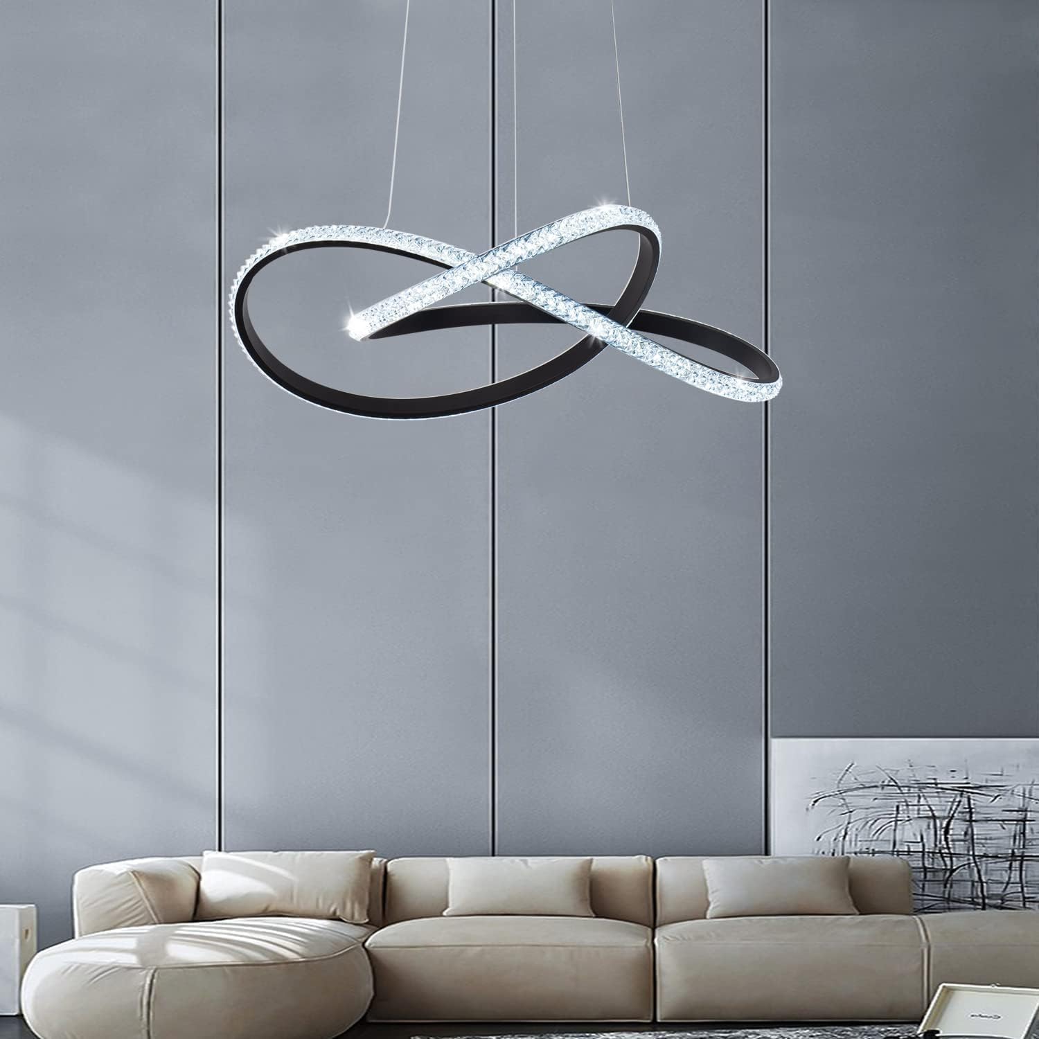 Lustra LED Cristal Infinity Black 2 Segmente Echivalent 400W