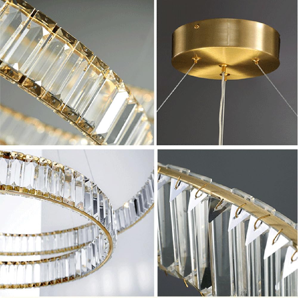 Lustra LED Cristal Gold 3 Segmente Mobile Echivalent 1000W Telecomanda