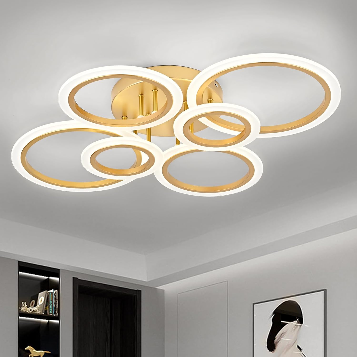 Lustra LED 4+2 CIRCLE MAXI GOLD Echivalent 600W Telecomanda