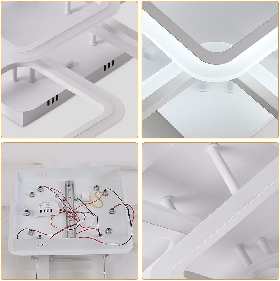 Lustra LED 4+1 Big SQUARE White 60CM Echivalent 850W Telecomanda