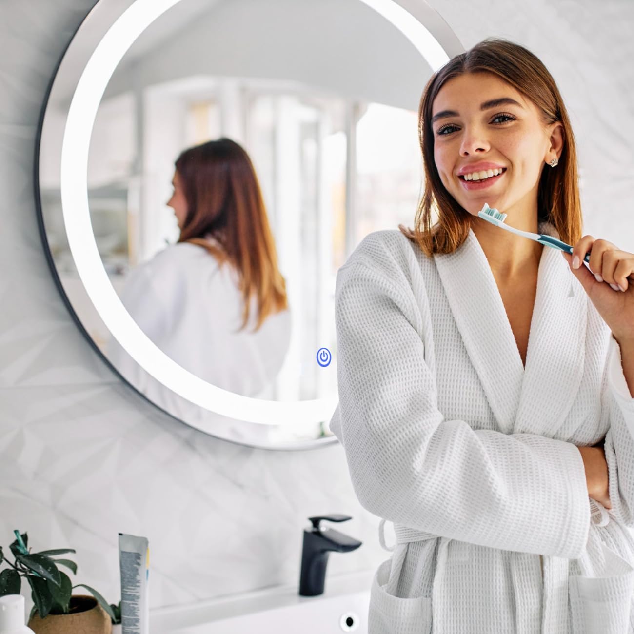 Oglinda Led Rotunda 70Cm Functie Dezaburire Si Touch J05 Mirror