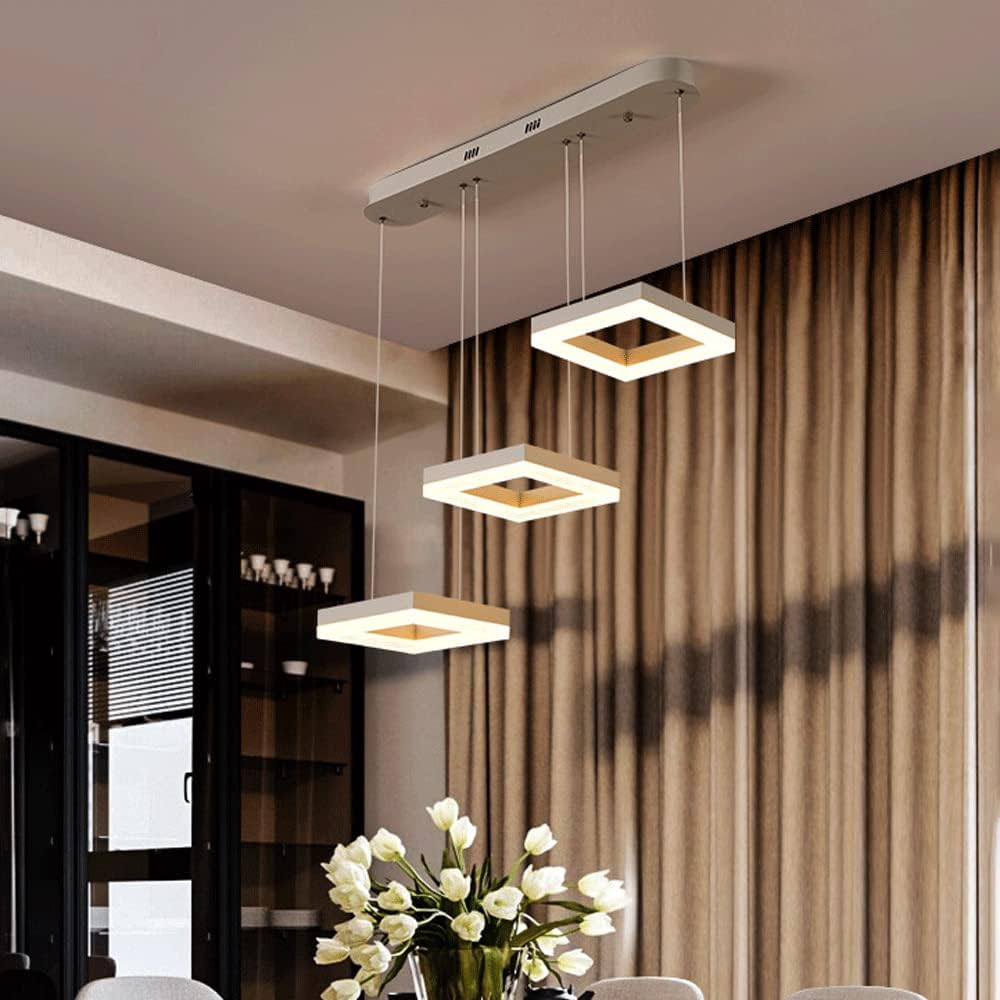 Lustra LED Suspendata Squares Alba Echivalent 400W Telecomanda