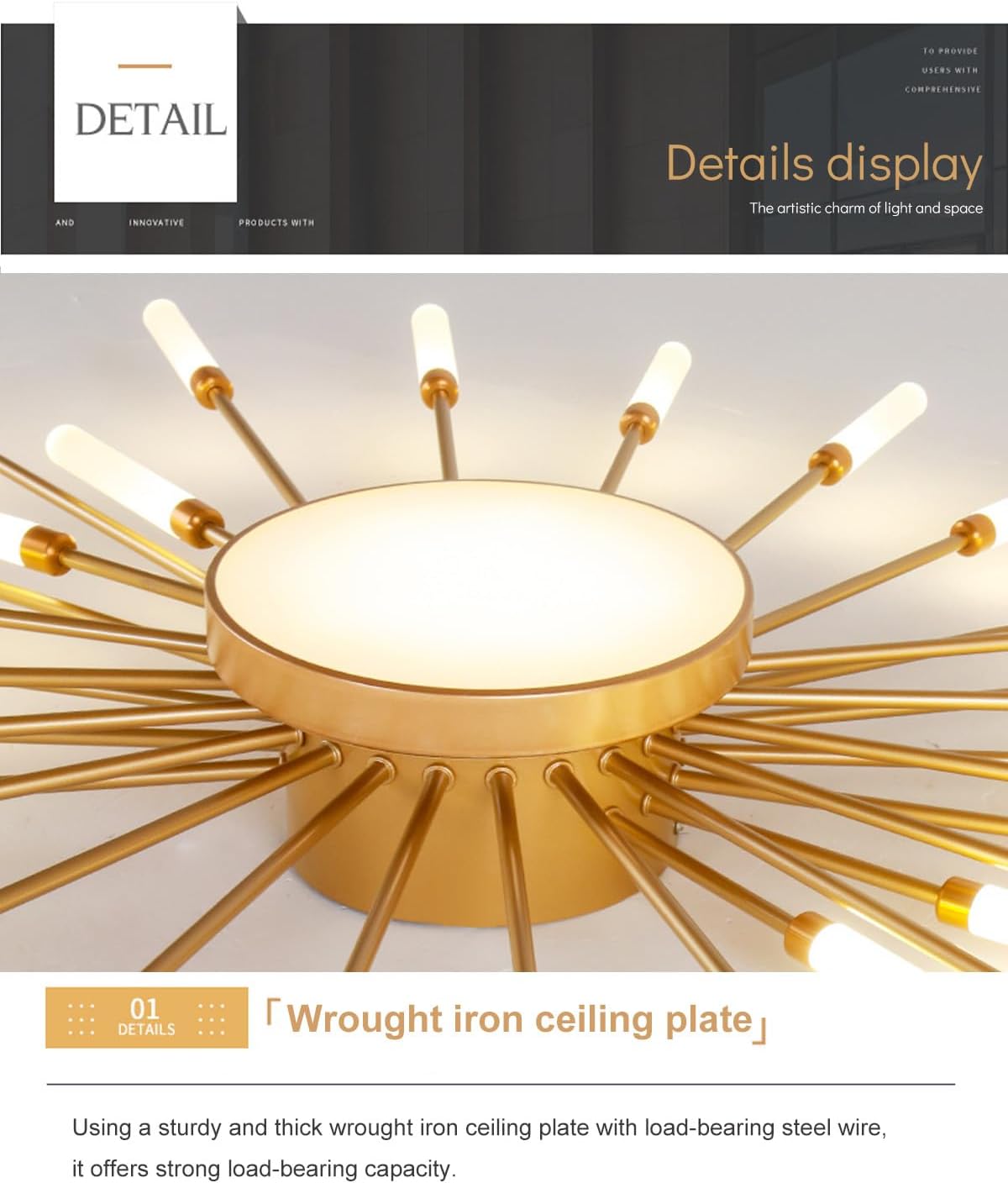 Lustra LED American Golden Sun Echivalent 500W Telecomanda